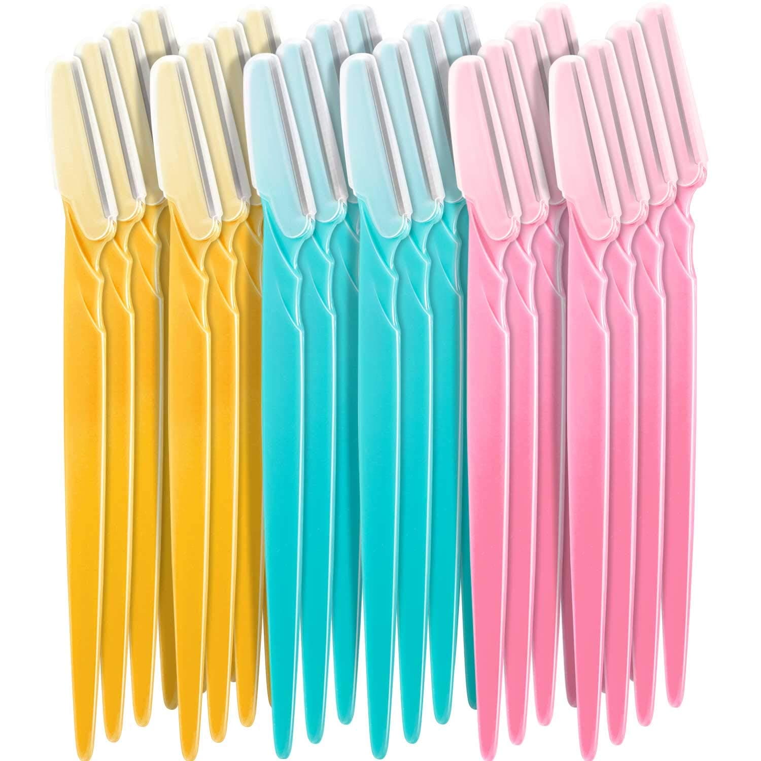 – 24 Pieces Eyebrow Razor Facial Razor Shaper Trimmer with Precision Cover (Multicolor B)