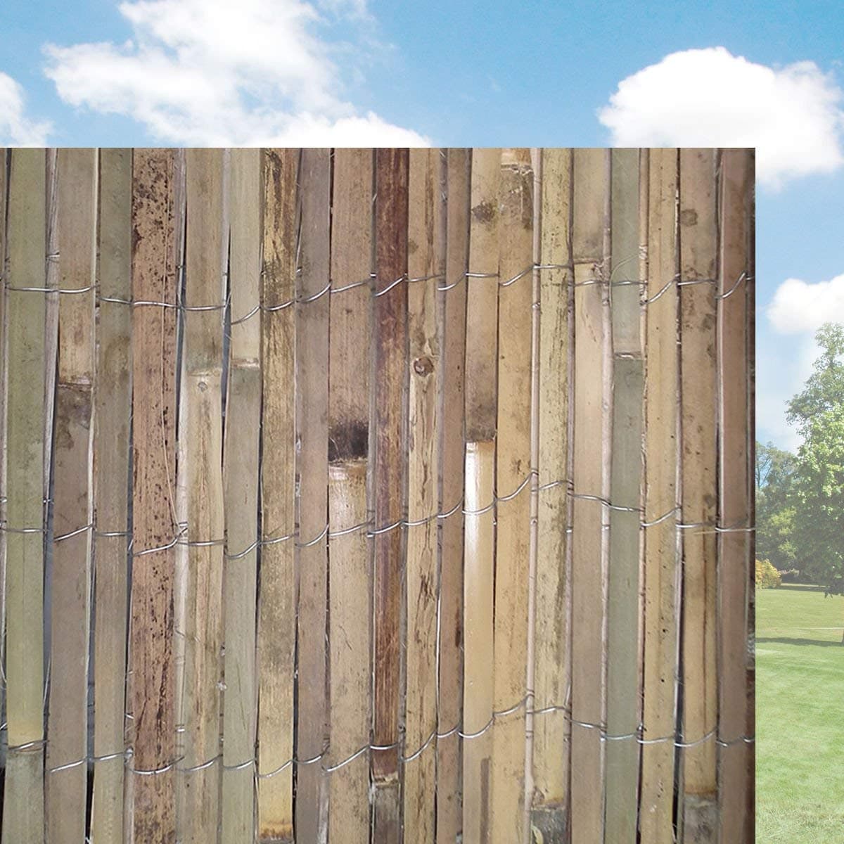 FB FunkyBuy® Bamboo Slat Natural Garden Fence Screening Roll Privacy Border Wind & Sun Protection 4.0m x 1.2m (13ft 1in x 3ft 11in)