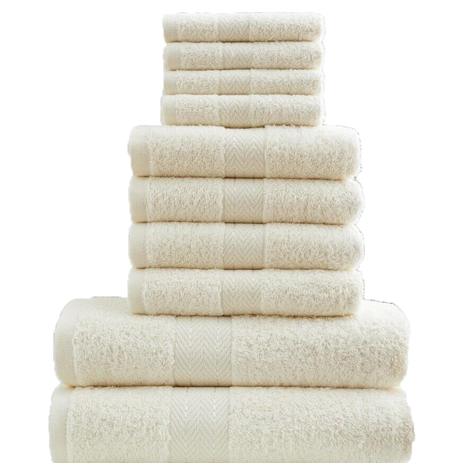 Lions Towels 10 Piece Bale Set - 4 Face 4 Hand 2 Bath Towel - 100% Egyptian Cotton 450 GSM, Premium Quality Highly Water Absorbent Bathroom Accessories, Machine Washable, Cream