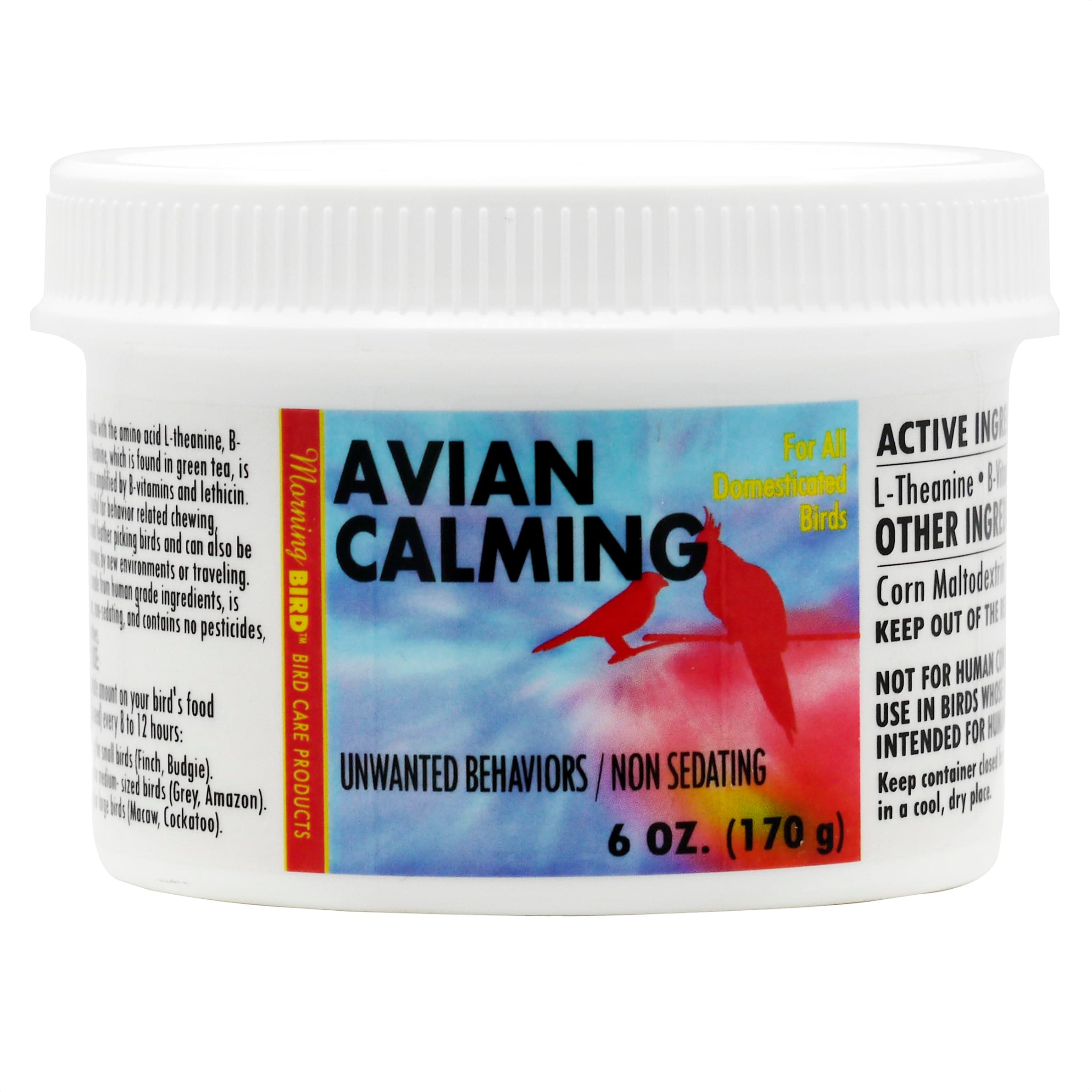 Morning Bird Mood Food (Avian Calming Formula), Non-Sedating Anxiety & Stress Relief Powder for Nervous Birds or Unwanted Behaviors, 6 oz