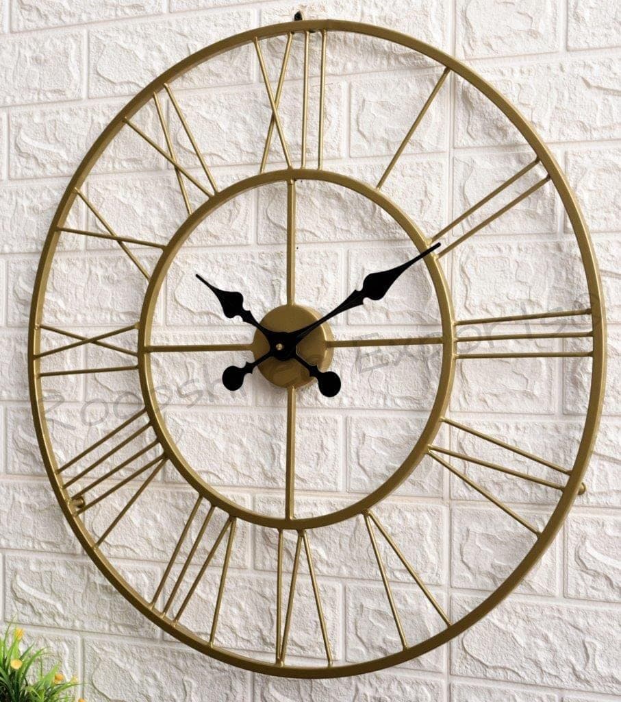 Vintage Clock Hand-Crafted Metal Large Analog Wall Clock / 24 Inch (60 CM's) / VC-9023, gold
