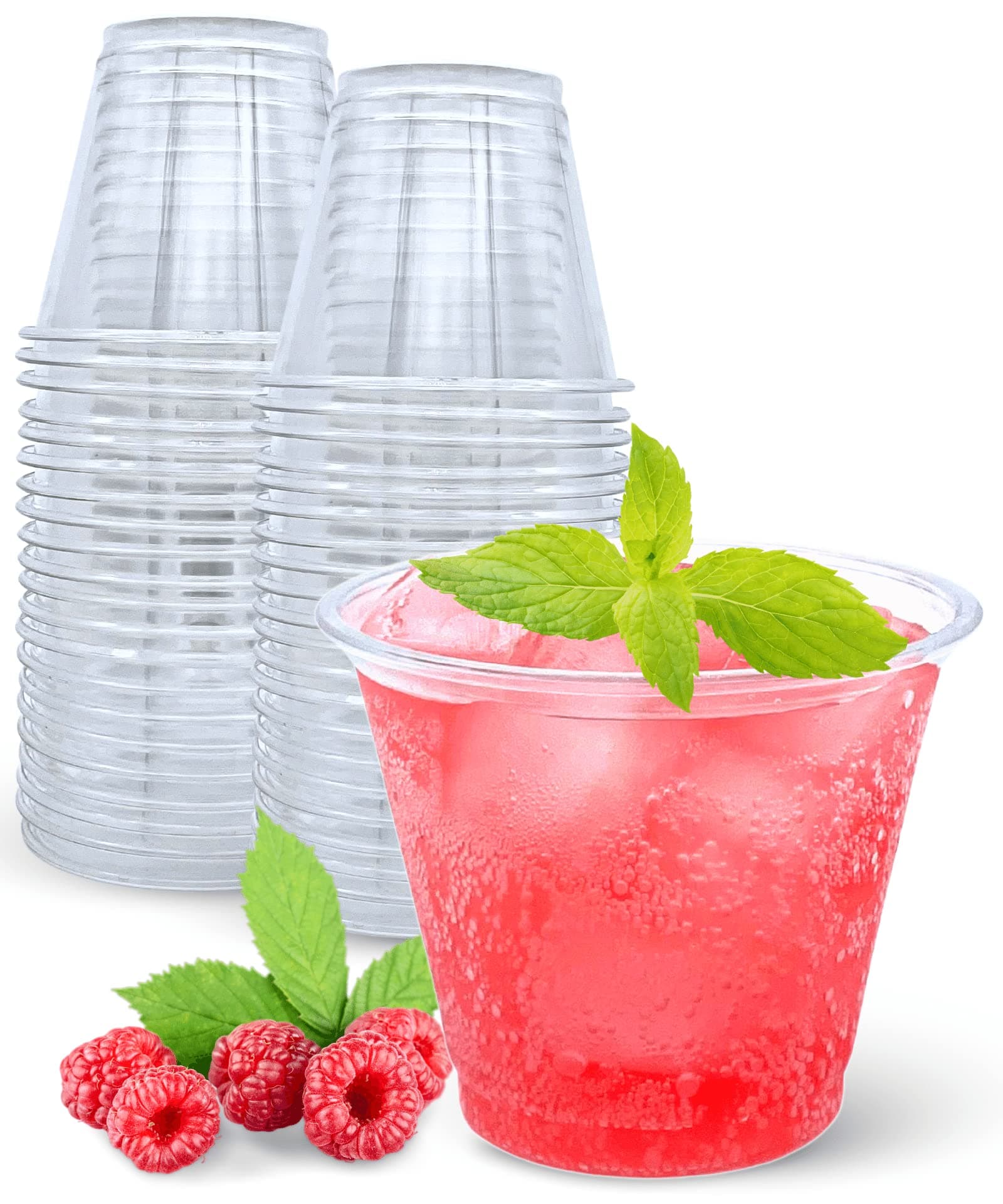 Aatriet 9 oz Clear Plastic Cups, 50 Pack Classic Clear Disposable Wine Cups for Wedding & Party, Elegant Cocktail Cup, Plastic Tumblers for Iced Coffee, Cold Beverage