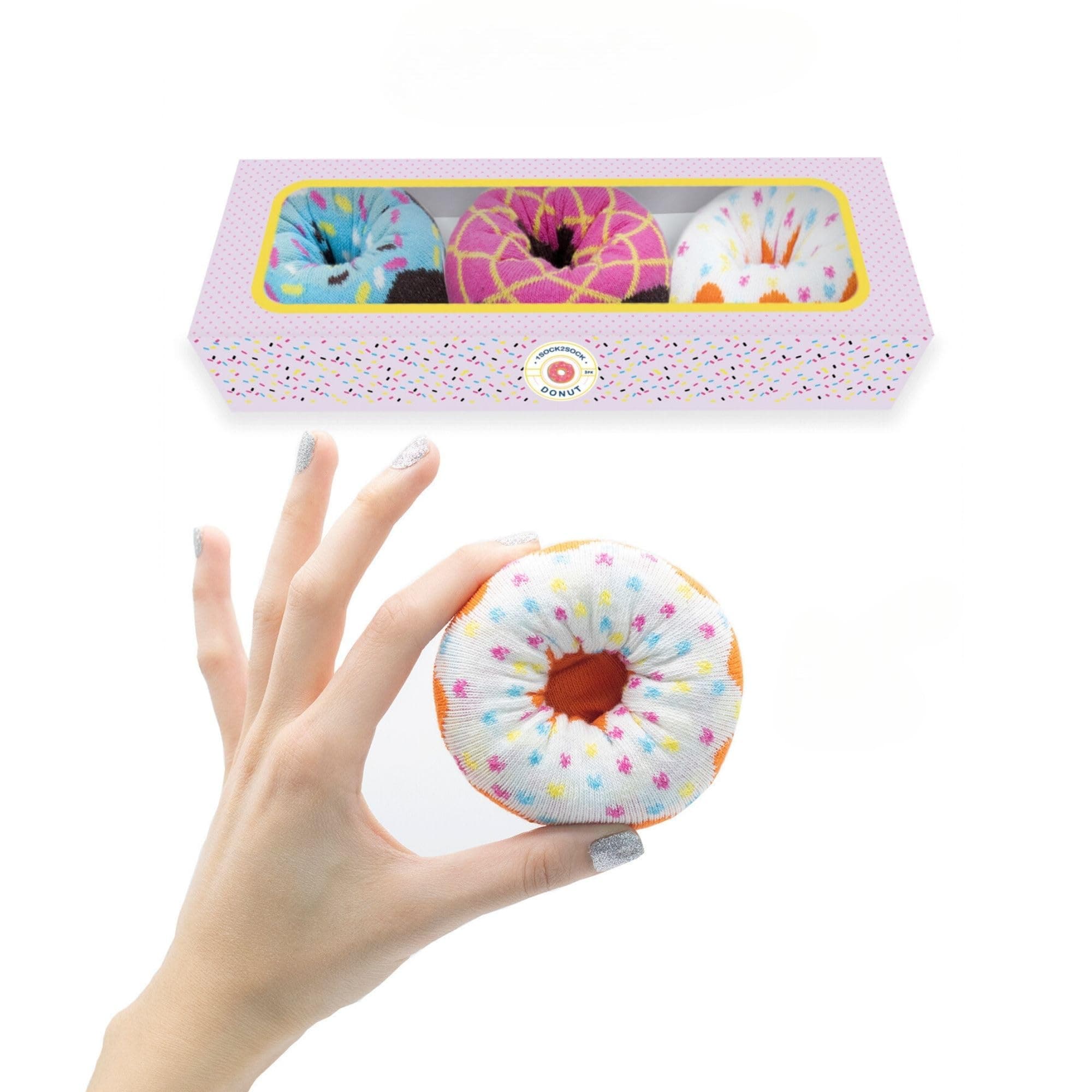 1SOCK2SOCK Women's Donut Crew Cotton Fun Socks, Cute Multipack Gift Box for Women
