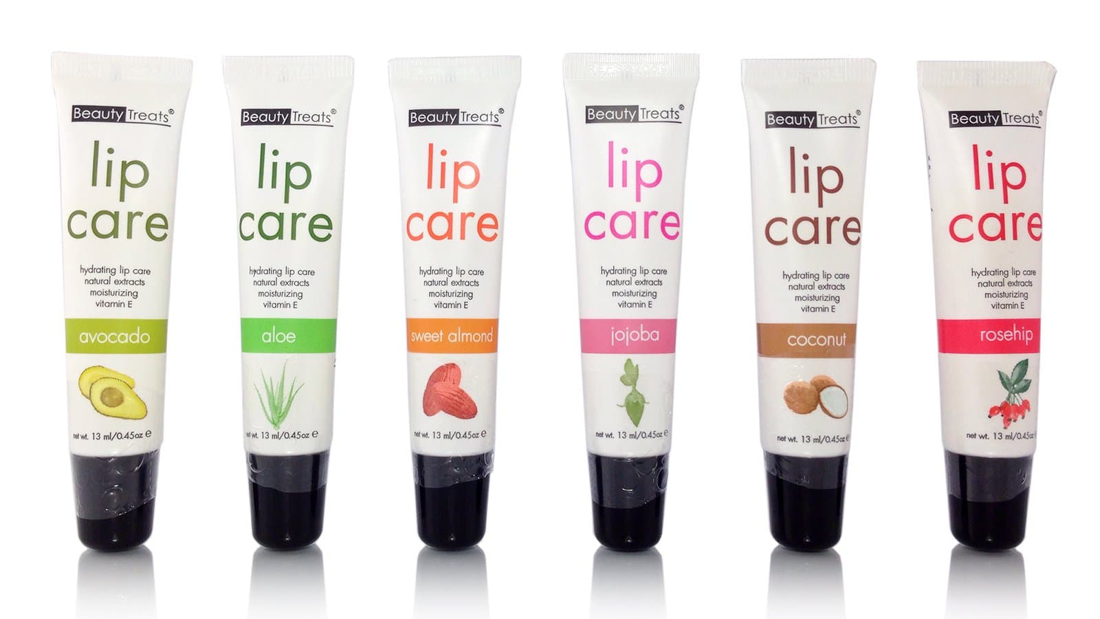 Hydrating Lip Care with Natural Extracts and Moisturizing Vitamin E set of 6 Flavors
