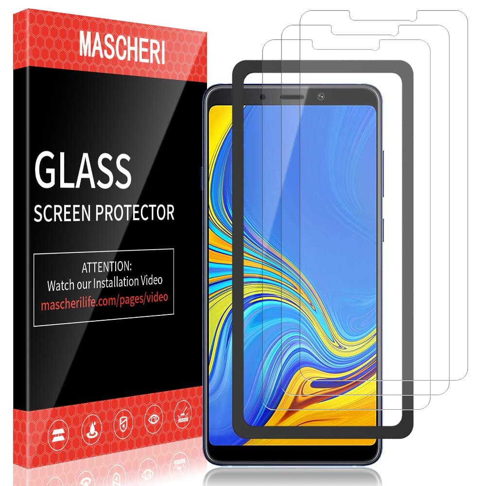 MASCHERI 3 Pack Screen Protector Compatible with Samsung Galaxy A9 2018 Tempered Glass Alignment Frame Easy Installation Screen Protective Film