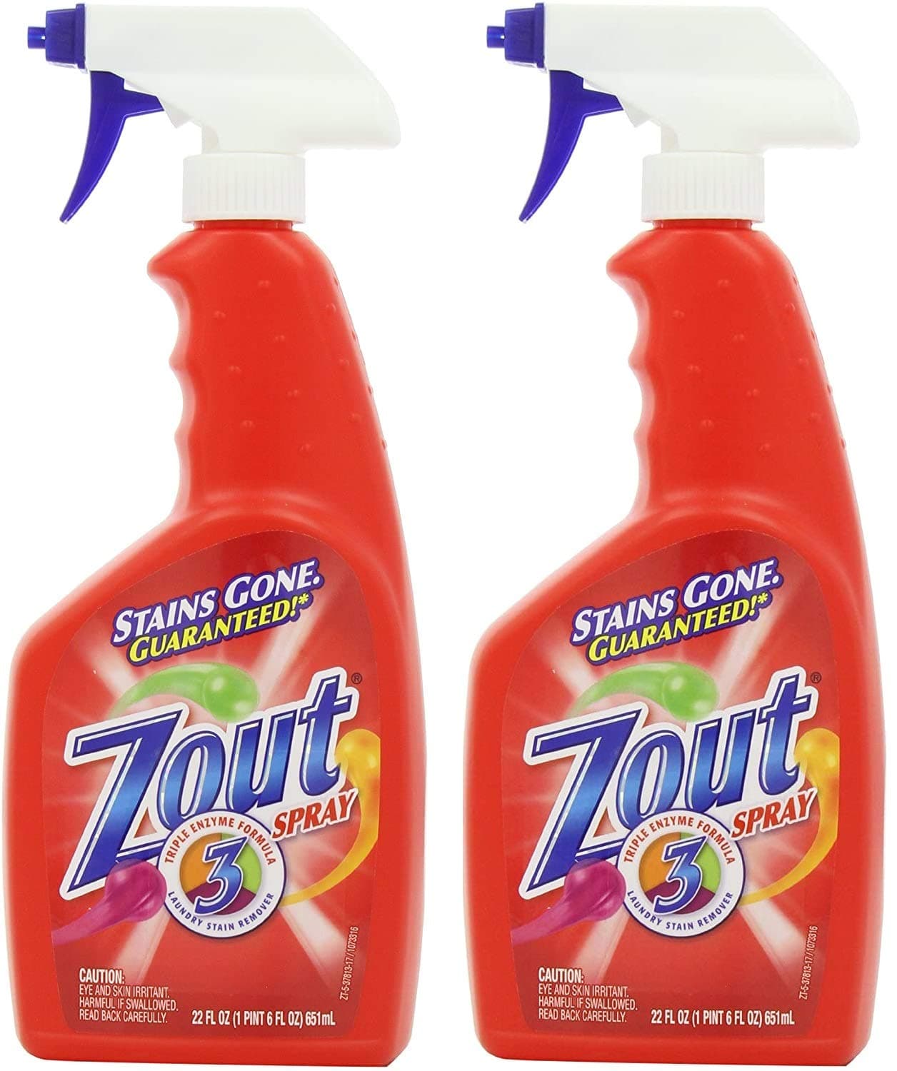 ZoutLaundry Stain Remover Spray, Triple Enzyme Formula, 22 Ounce (Pack of 2)