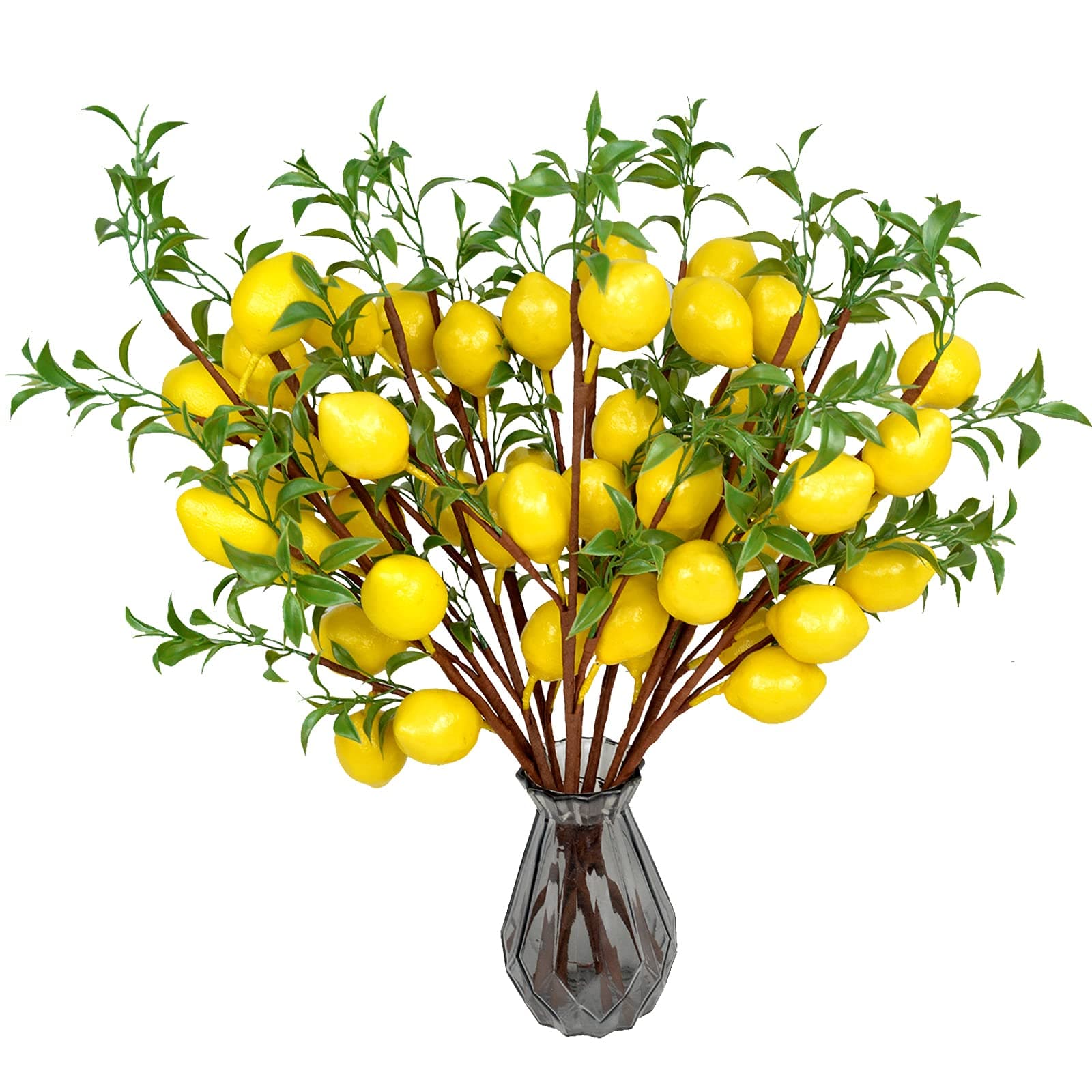 VIERENA 6PCS Lemon Decor Fake Lemons Branch Yellow Artificial Lemon for Kitchen,Party,Farmhouse,Table Centerpiece,Home Decoration