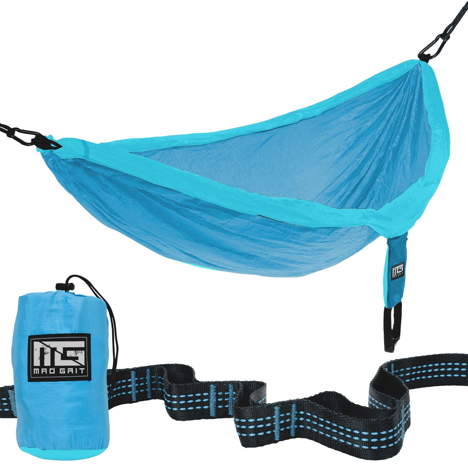 Double Parachute Camping Hammock with Straps & Carabiners