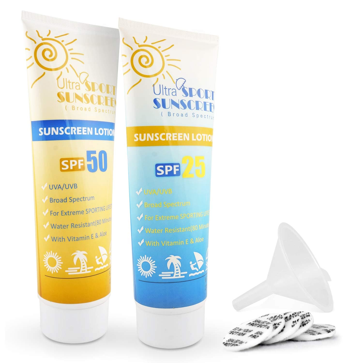 Sunscreen Bottle Alcohol Flask for Cruises - XL 9.7oz 2 - Secret Booze Tubes & {24 Seals Set} for Cruise Concert Festival Golf Games