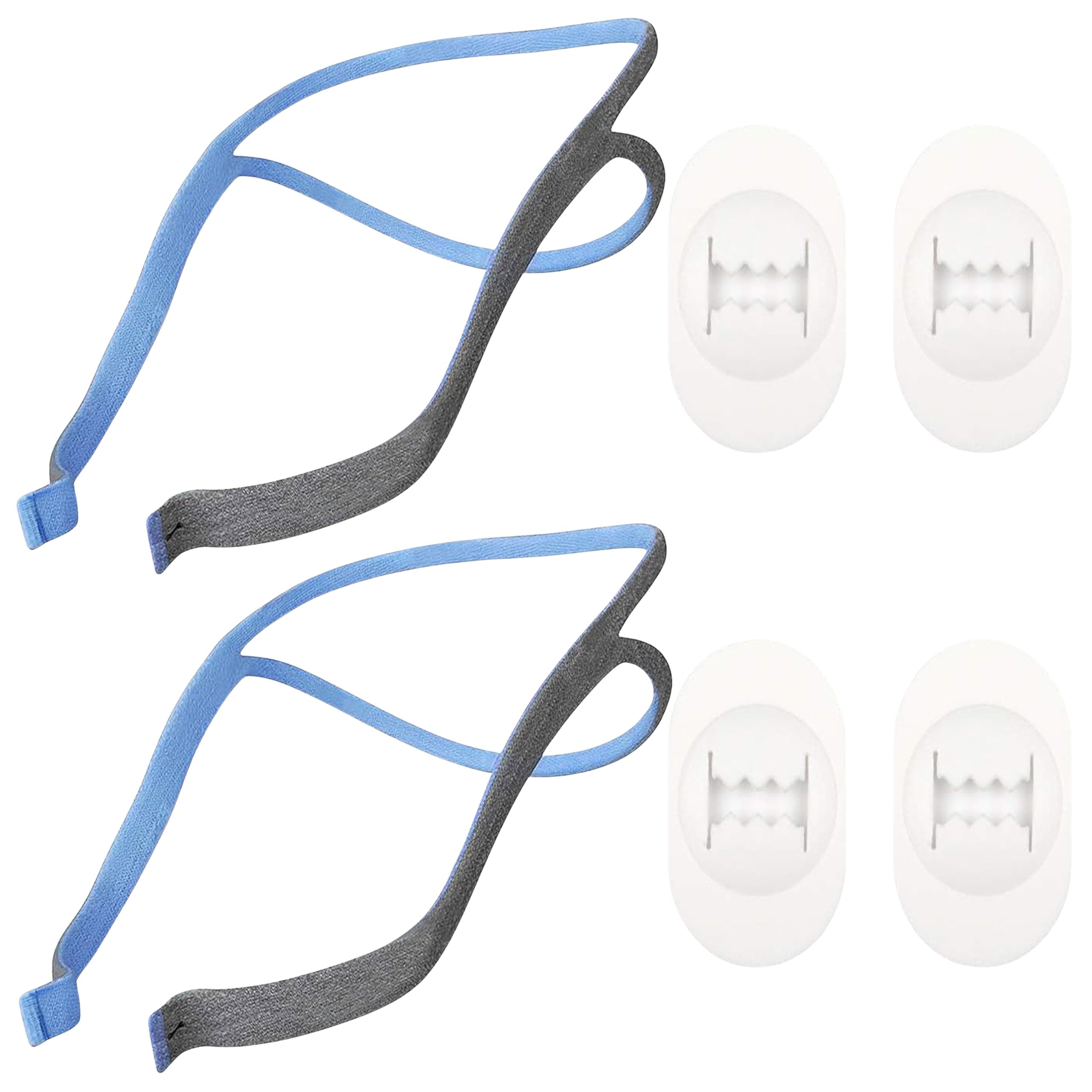NuBliss ResMed Airfit P10 Headgear Strap, Replacement CPAP Headgear Nose Pillow Mask, 2 Adjustable Replacement Straps and 4 Clips