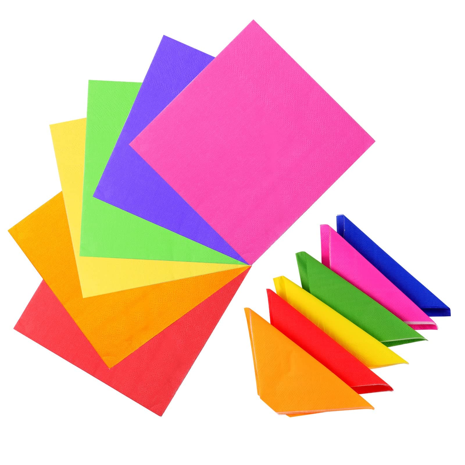 60 Pcs Multicolor Paper Napkin, 2 Ply Rainbow Square Napkins Cocktail Napkins Luncheon Napkins for Party, Wedding, Family Gathering (25x25cm)