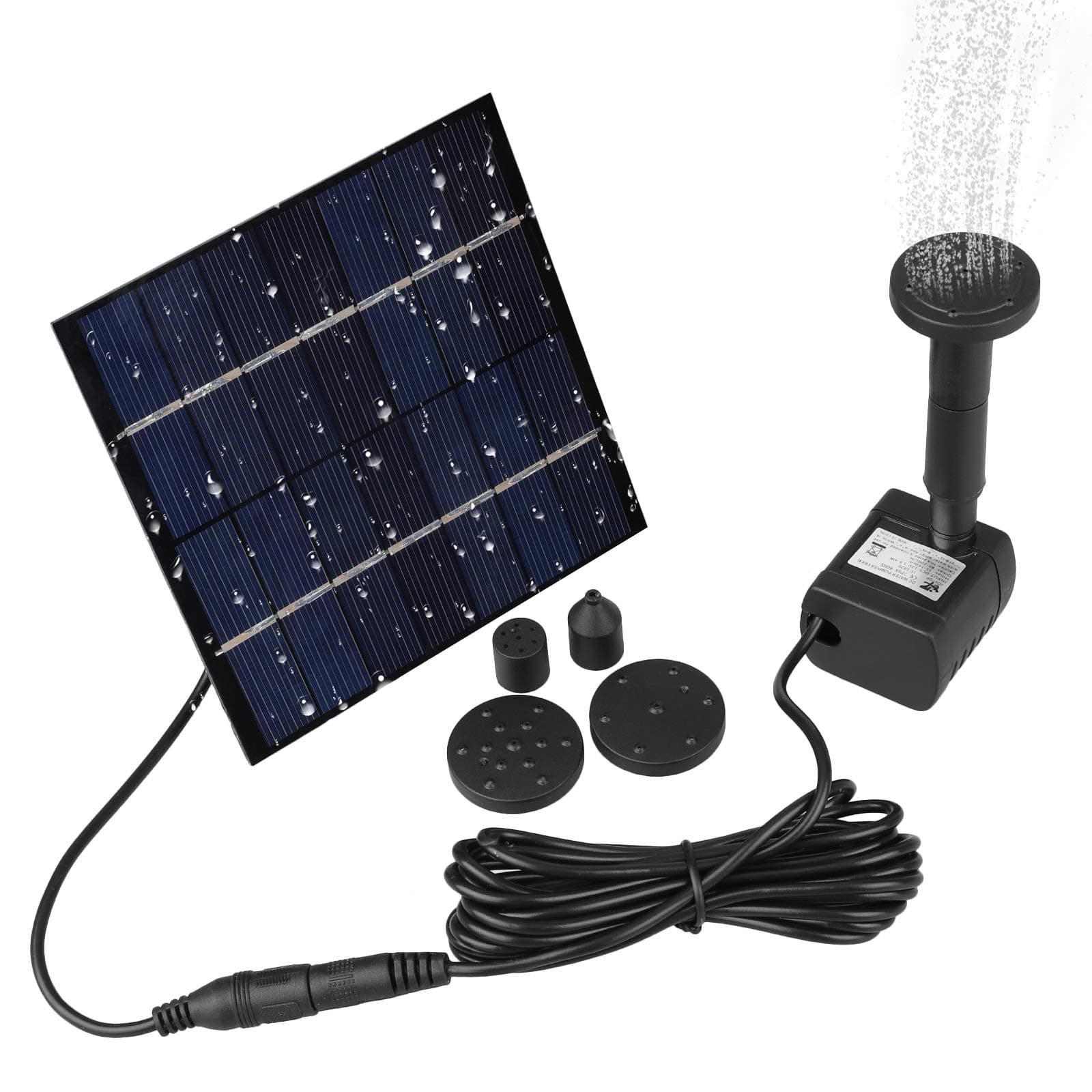SUNJOYCO Solar Water Pump, Solar Powered Fountain Pump for Bird Bath 1.2W Solar Panel Kit Outdoor Solar Water Fountain with 4 Sprinkler Heads for Small Pond, Pool, Fish Tank, Patio Garden and Lawn
