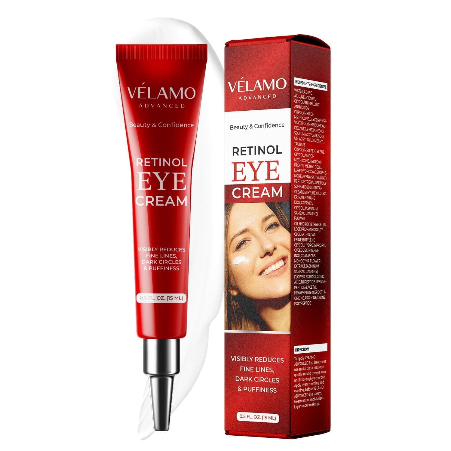 Rapid Reduction Retinol Eye Cream: Under Eye Cream Instantly Reduces Wrinkles Fine Lines Under Eye Bags Puffiness Dark Circles Crow's Feet - Rapid Face Lifting Tightening Firming 0.5 OZ/15g