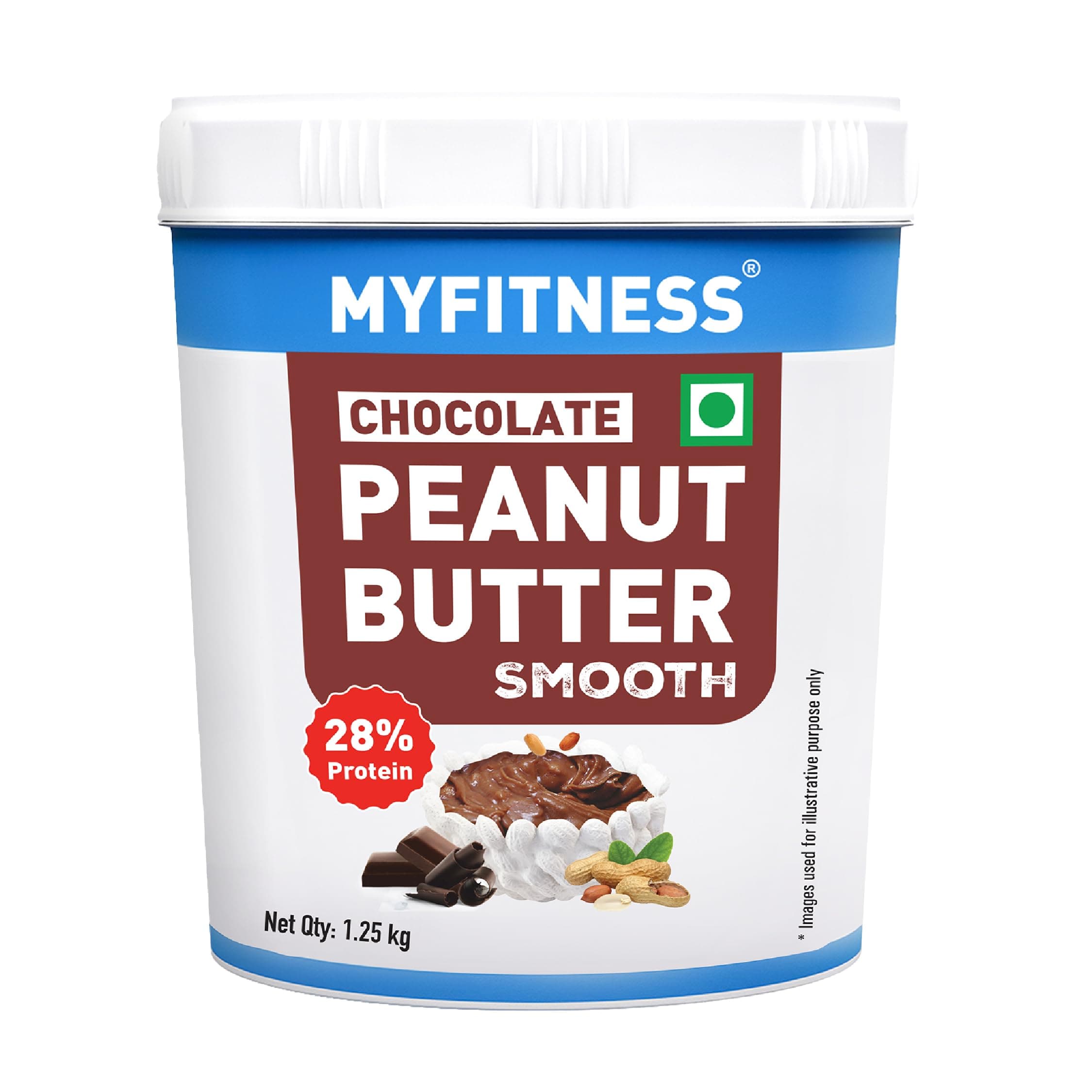 MYFITNESS Peanut Butter Chocolate Flavour, Smooth 1.25kg | 22g Protein | Tasty & Healthy Nut Butter Spread | Vegan | Cholesterol Free & Gluten Free | Zero Trans Fat | Creamy Peanut Butter
