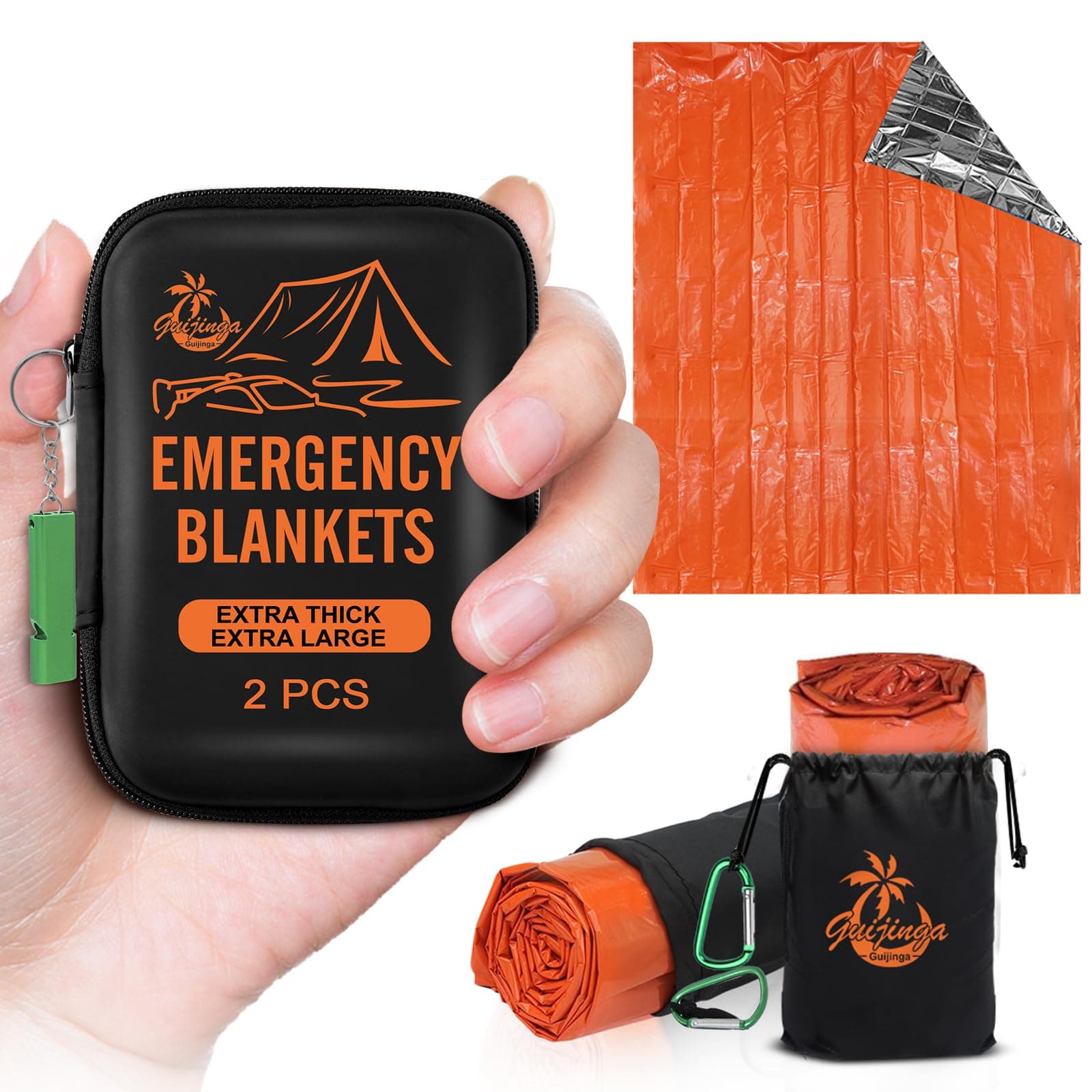 Emergency Blankets for Survival, 2-Pack/4-Pack Space Blankets, Gigantic & Extremely Thick Mylar Blankets, Suitable for Outdoor Survival, Camping, and Hiking