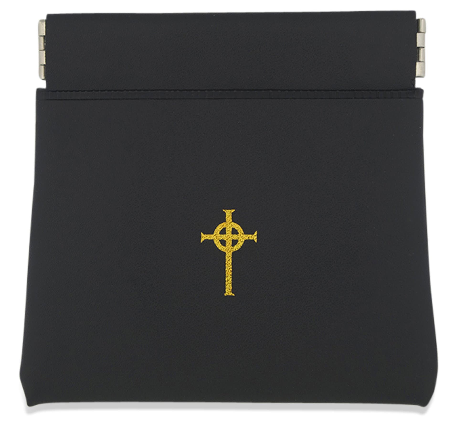 Good Shepherd Creations Coin Purse Style Rosary Pouch with Celtic Cross (Black)