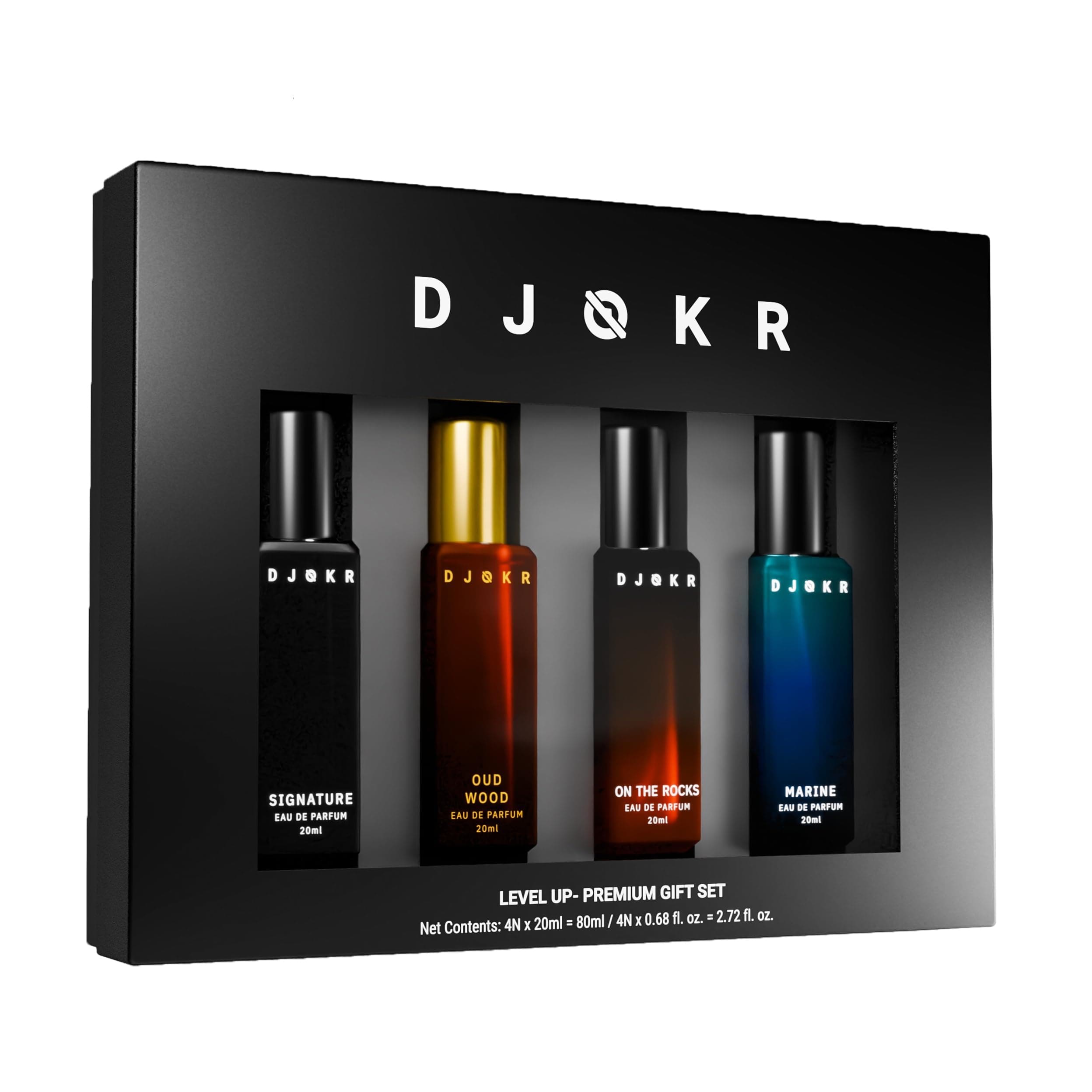 Perfume Gift Set for Men Pack of 4x20 ML | Eau De Parfum | Premium Luxury Long Lasting Fragrance Spray | Signature, On The Rocks, Oud Wood, Marine (4x20 ml)