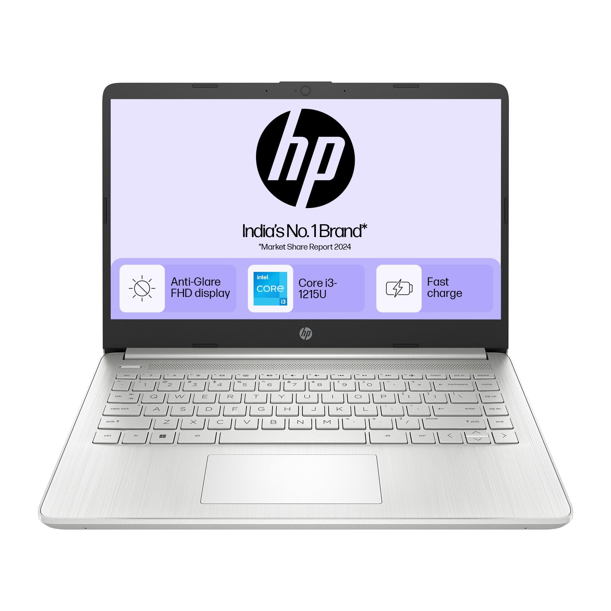 HP 14s, 12th Gen Intel Core i3-1215U Laptop (8GB RAM, 512GB SSD), Anti-Glare, Micro-Edge, 14"/35.6cm, FHD, Win 11, MS Office 2021, Silver, 1.41Kg, Intel UHD Graphics, HD Camera, dy5008tu