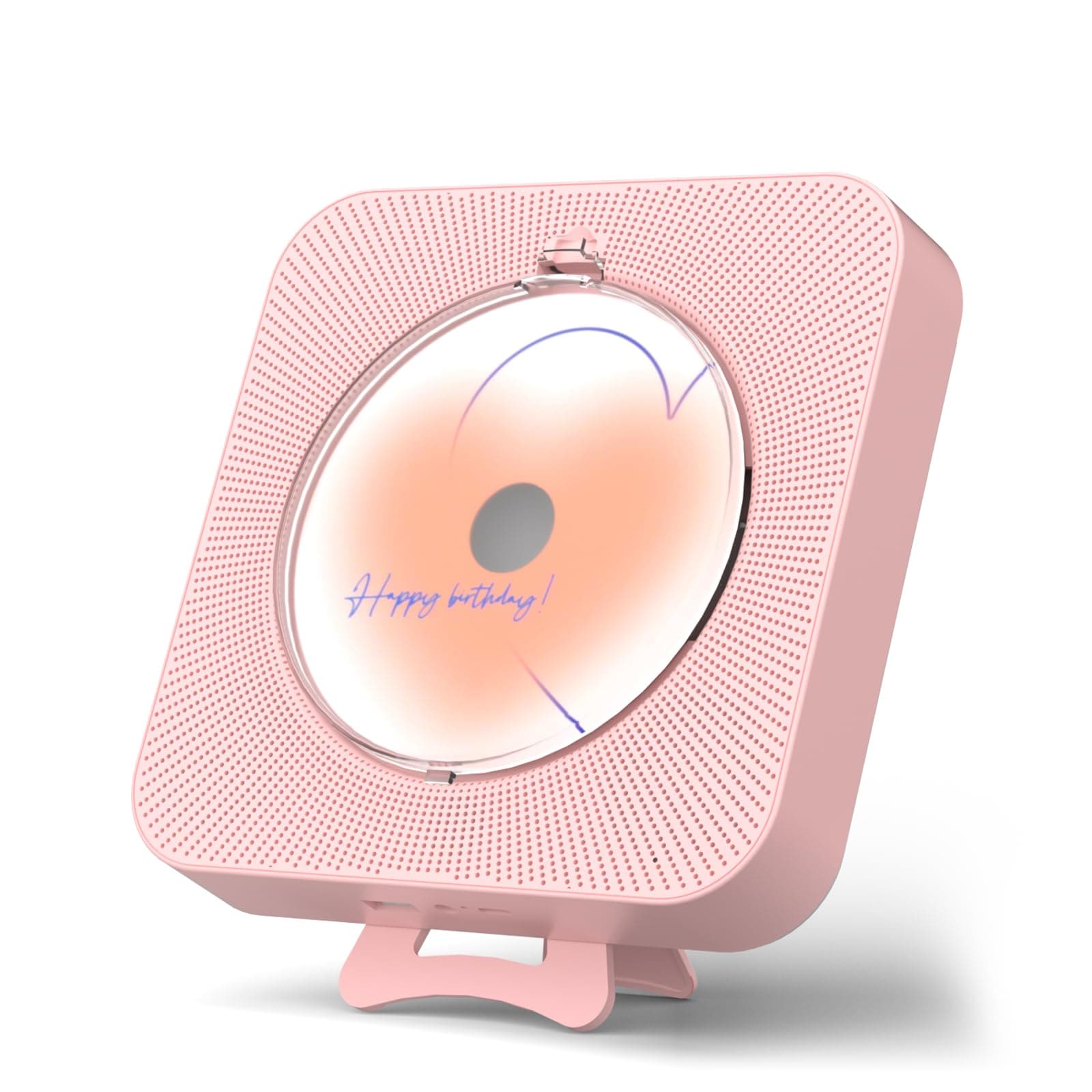 Yintiny Rechargeable Cute CD Player with Blutooth 5.0, Portable Music Player For Home decor, Remote Control, Support AUX in Cable&USB (PINK)