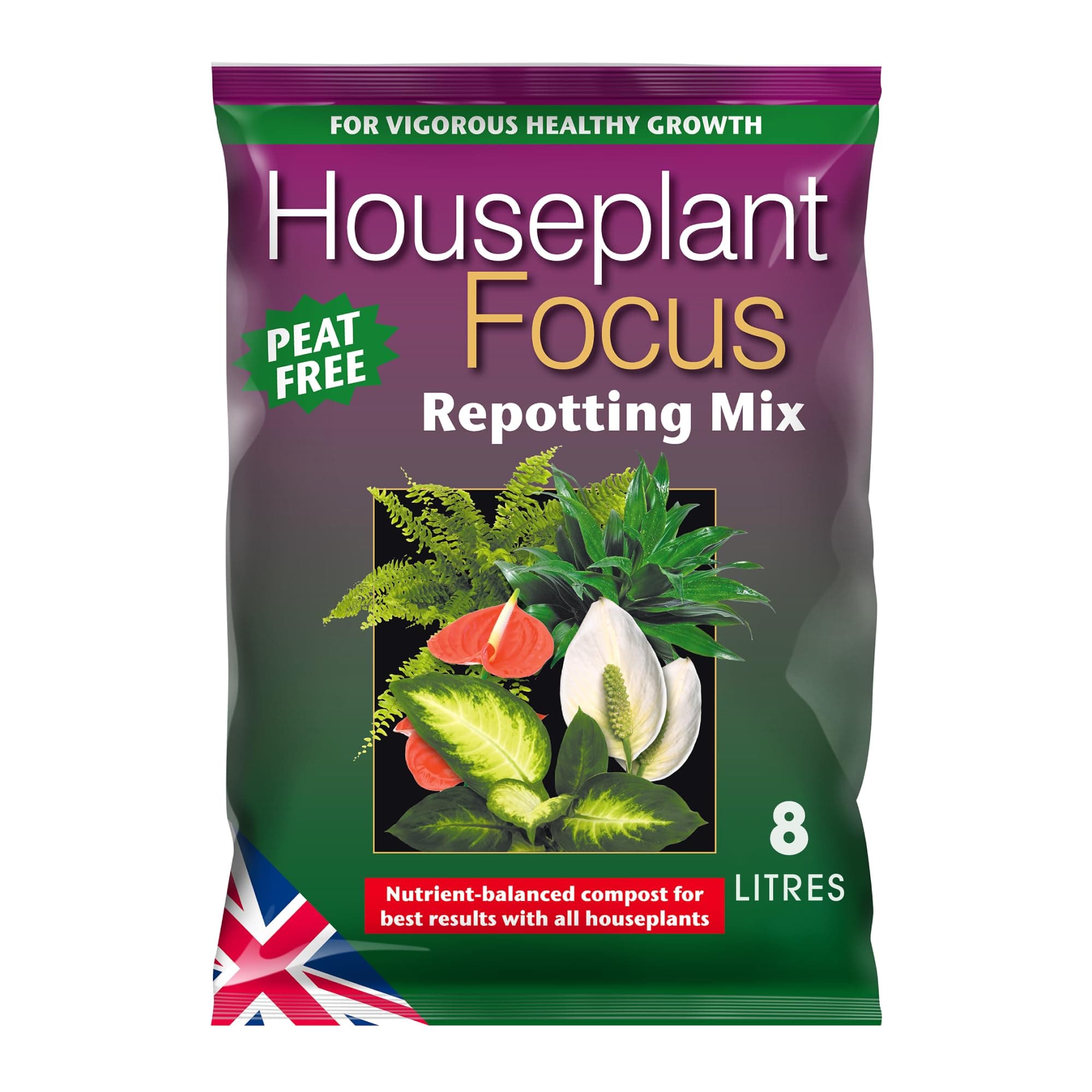 Houseplant Focus Repotting Mix Peat-free - 8L, Brown