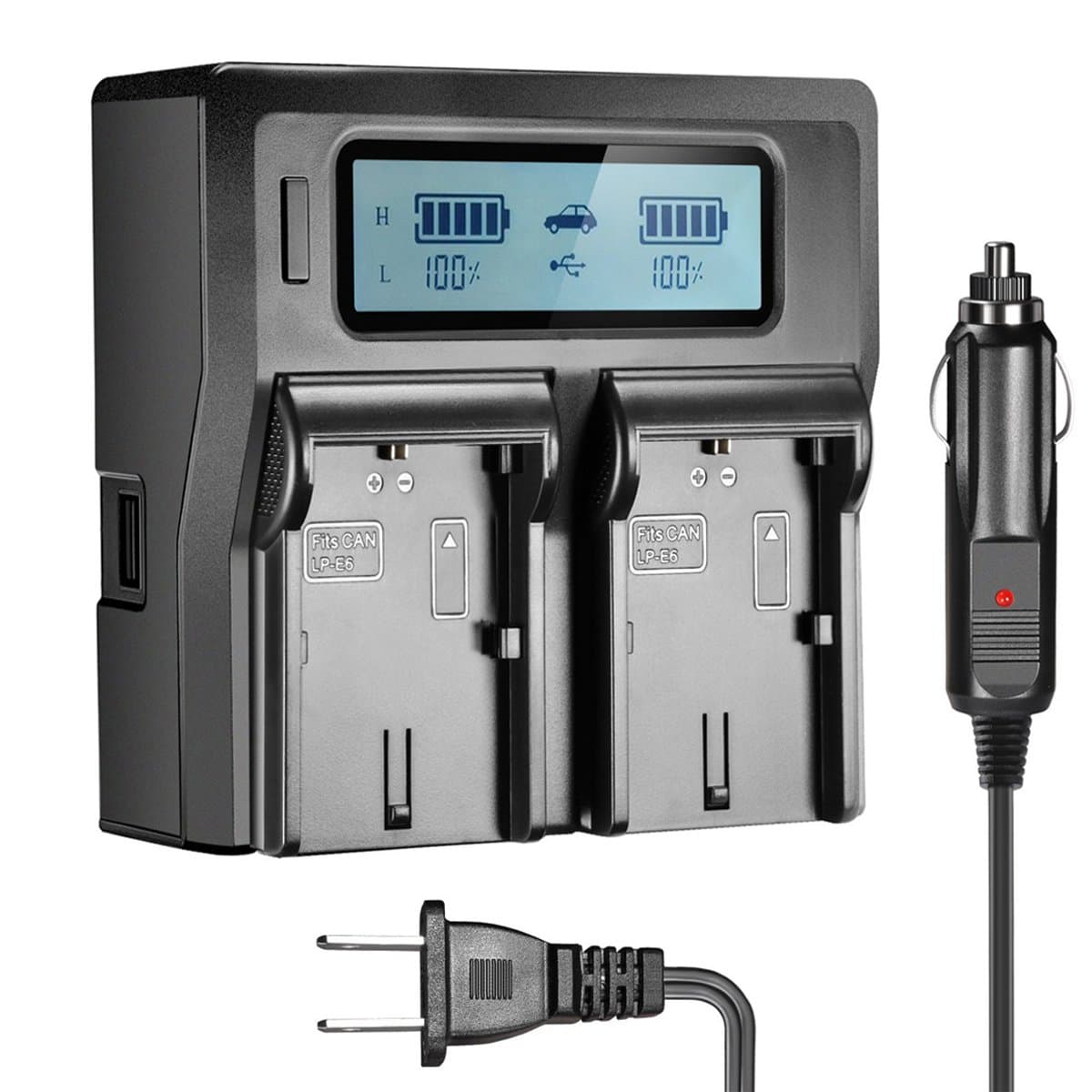 SR LP-E6 LP-E6N Dual Channel Digital Charger with LCD Display for Canon EOS 5D, 5DS, 5DS R, 6D, 7D, 7DS, 60D, 60D, 70D Camera