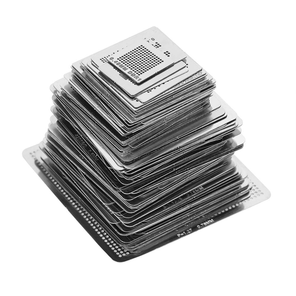 BGA Rework Net,130pcs BGA Universal Reballing Rework Net Stencils Steel Template Mesh Directly Heat Set Kit for Laptop, Desktop, Etc