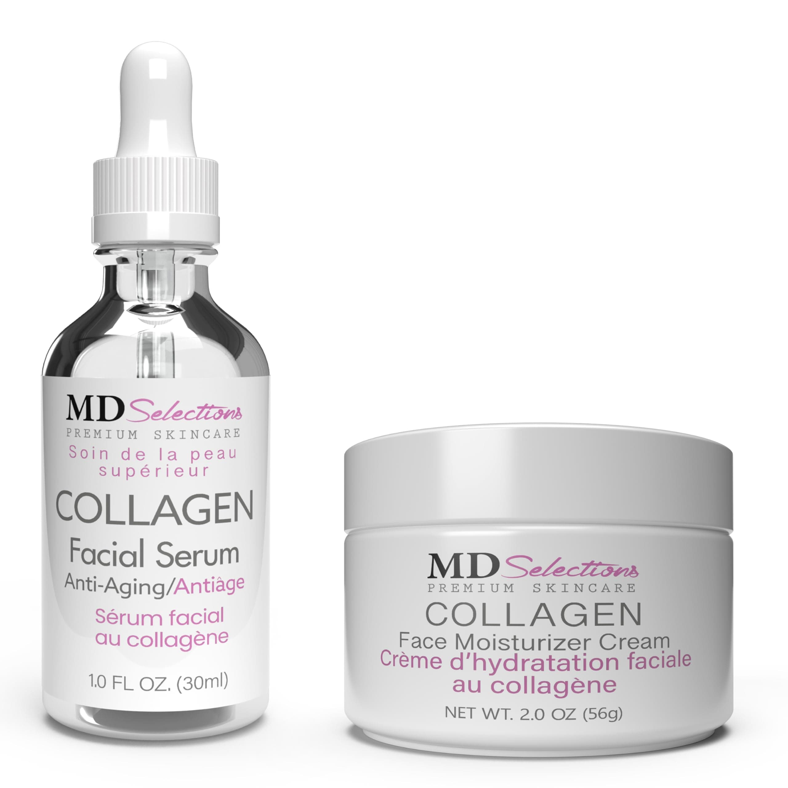 MD Selections Collagen Serum + Cream Kit Firming with Green Tea & Peptides 1 @ 1oz, 1 @ 2oz