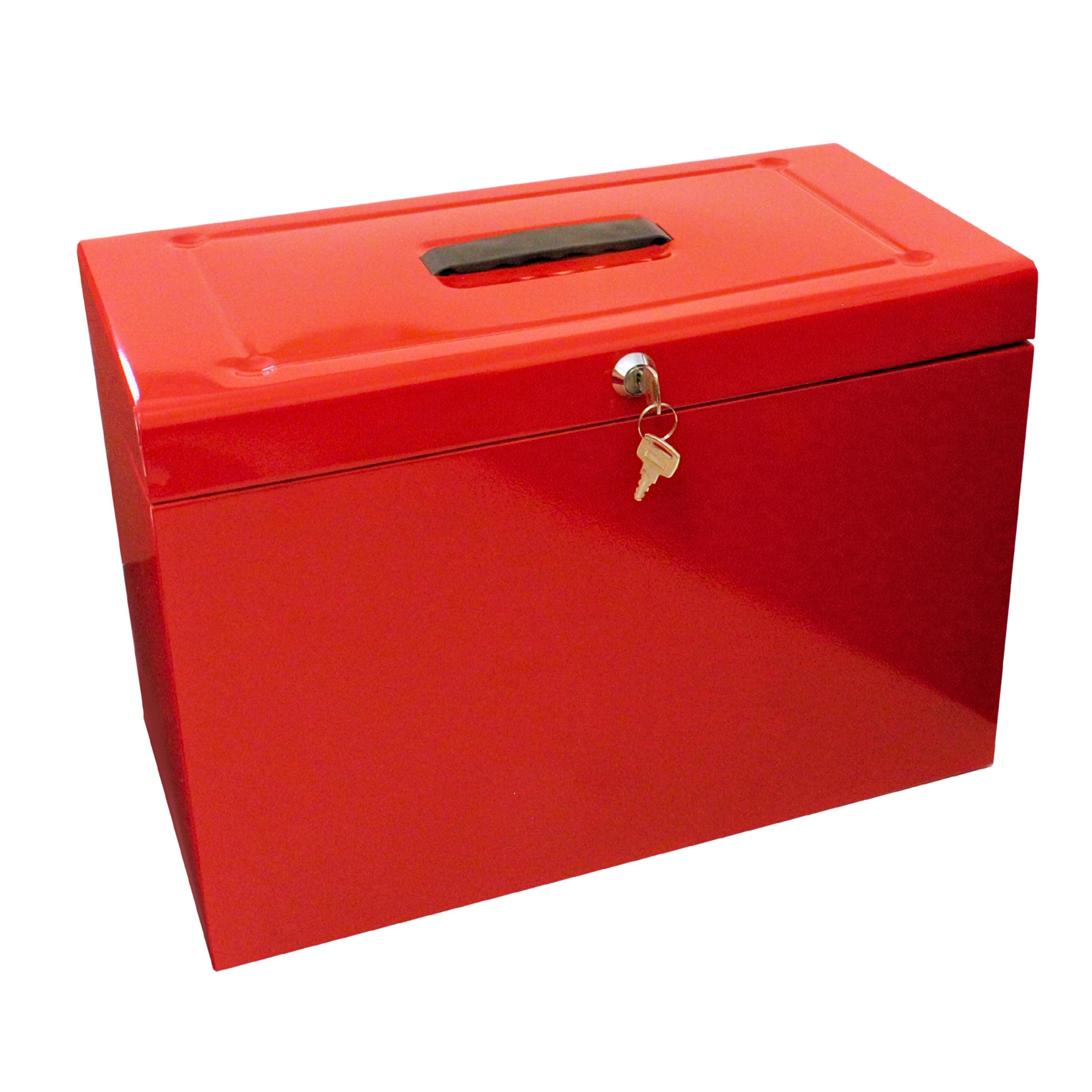 Cathedral Products A4+ (Foolscap) Steel File Box with Starter Pack of 5 Suspension Files - Red