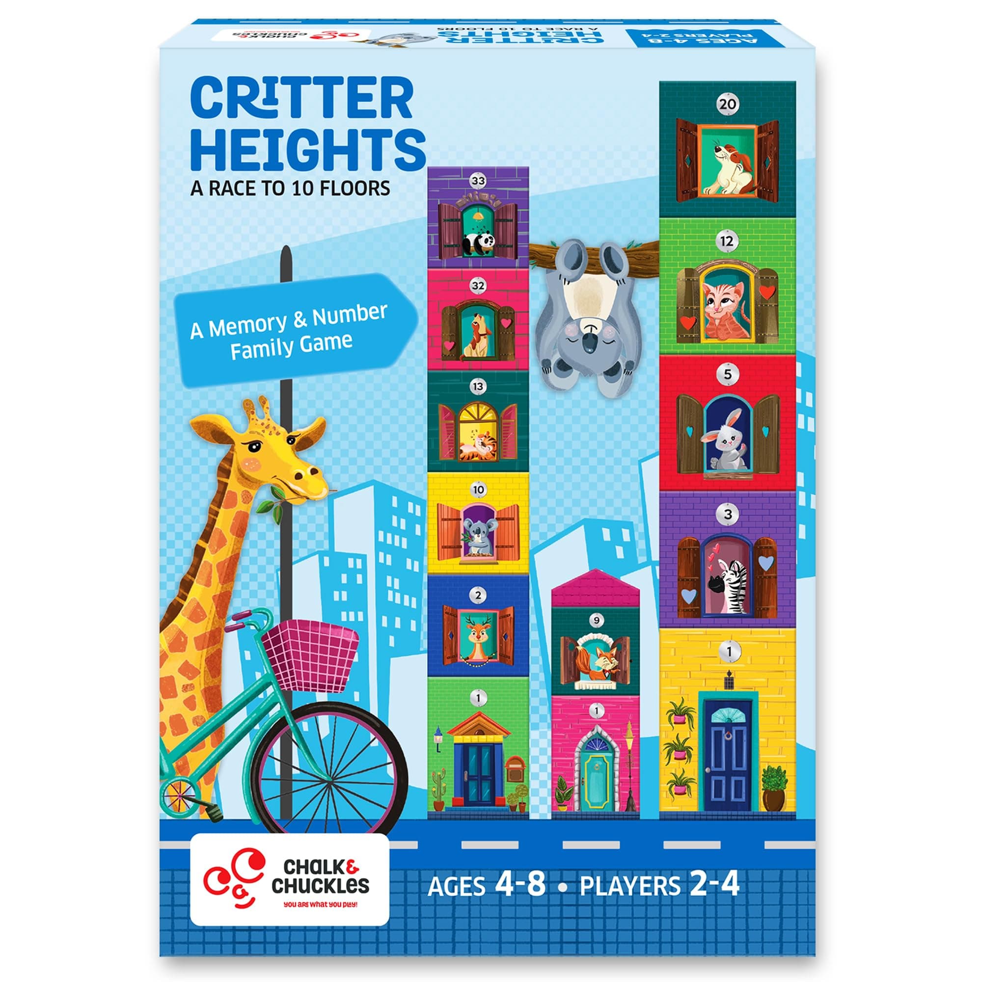 Chalk and Chuckles Critter Heights- Memory & Strategy Board Game for Kids Ages 4-8, Educational Game with Numbers, Logic & Planning, Fun Gift for Boys & Girls Age 5, 6, 7, 8 and Up