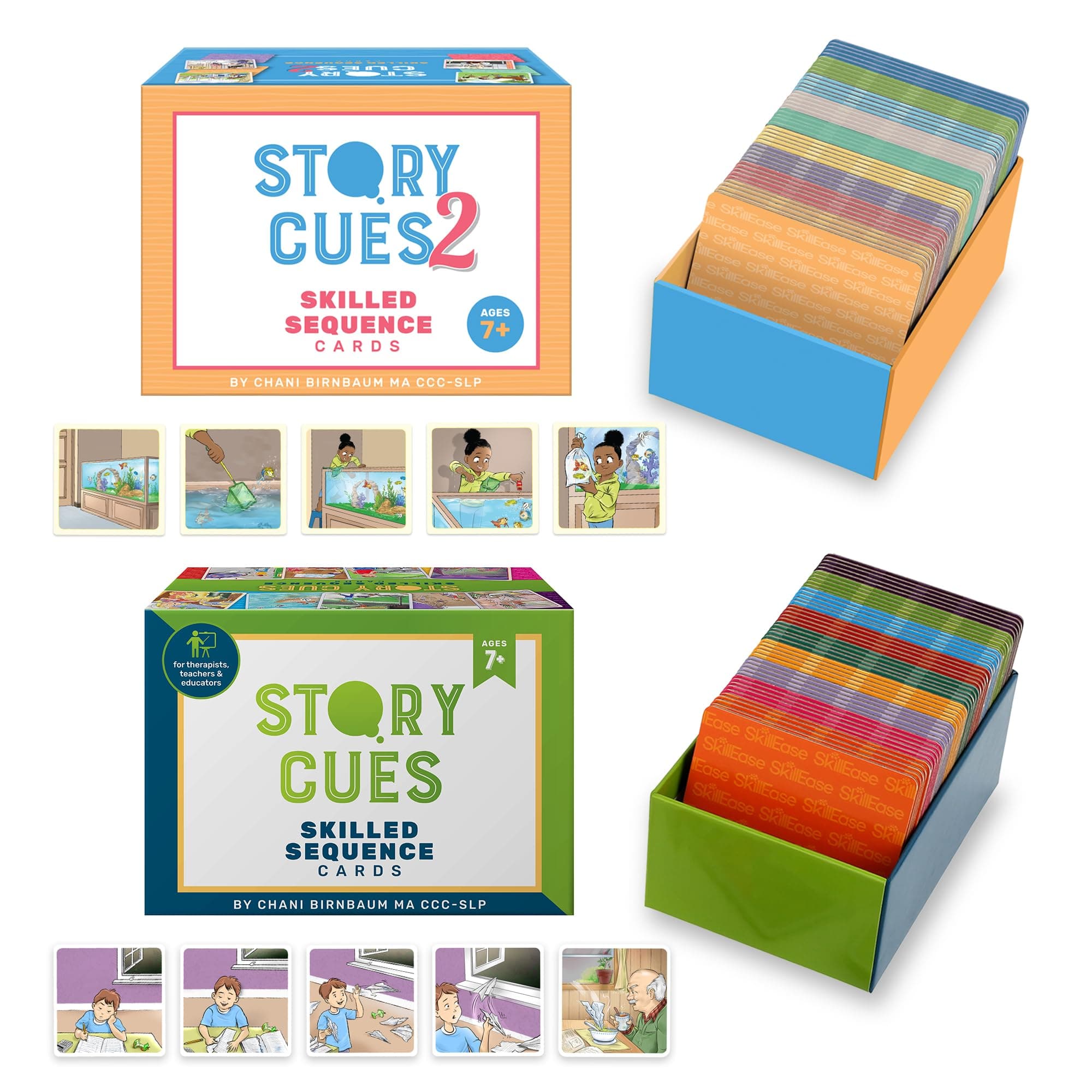 Story Cues and Story Cues 2 Bundle, Higher Level Sequencing Cards, Speech Therapy Materials, Social Skills Game, Sentence Building and Picture Cards