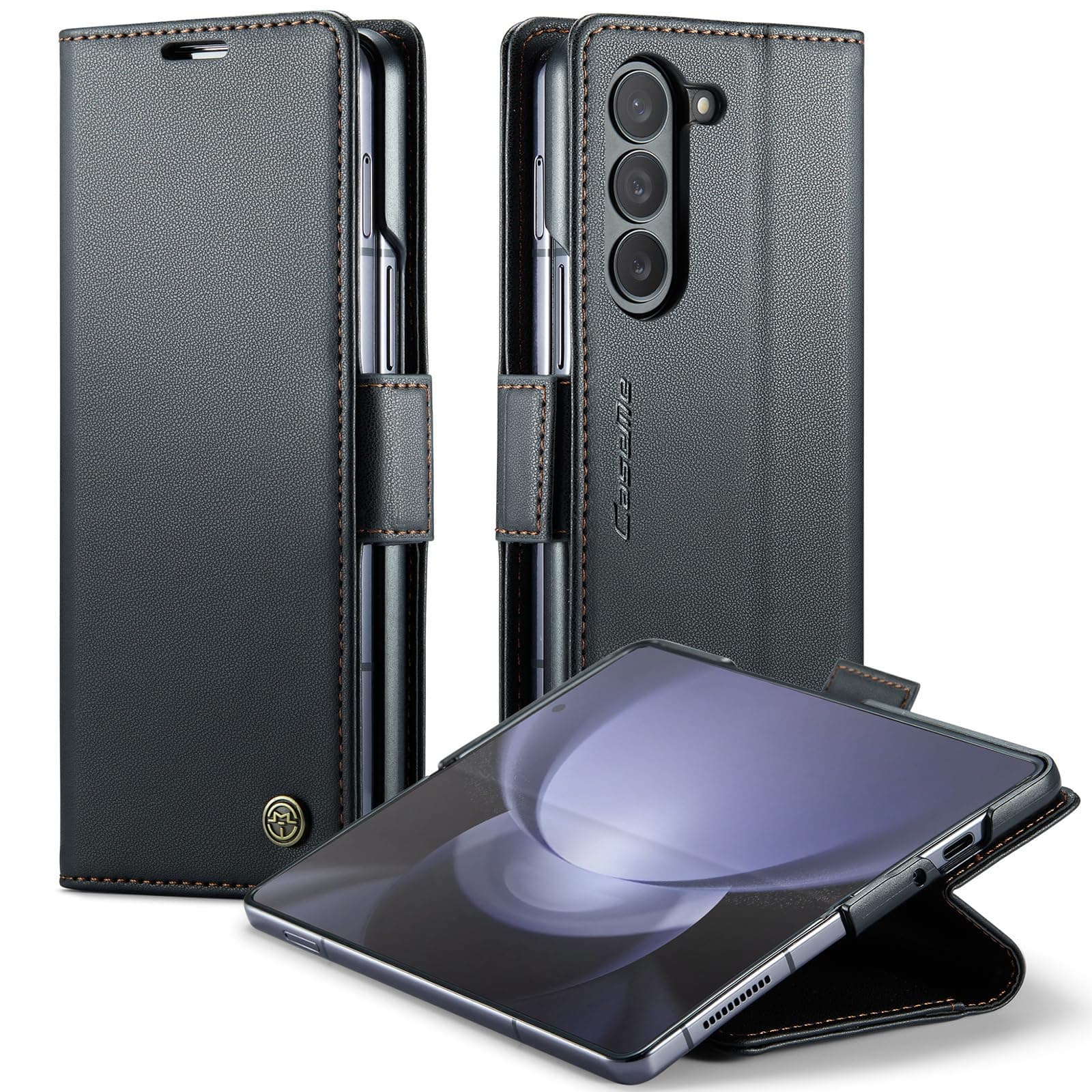 Case for Samsung Galaxy Z Fold 6 5G (2024), PU Leather Wallet Flip Folio Case with Card Holder RFID Blocking Kickstand Shockproof Phone Cover for Samsung Galaxy Z Fold 6 5G 2024, Black