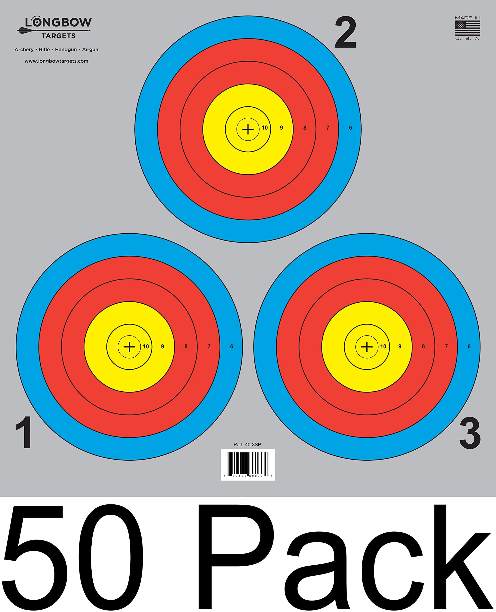 Archery 5 SPOT & 3 SPOT Vegas Targets by Longbow 8, 20, 50 & 200 Packs (3 Spot (50 Pack))
