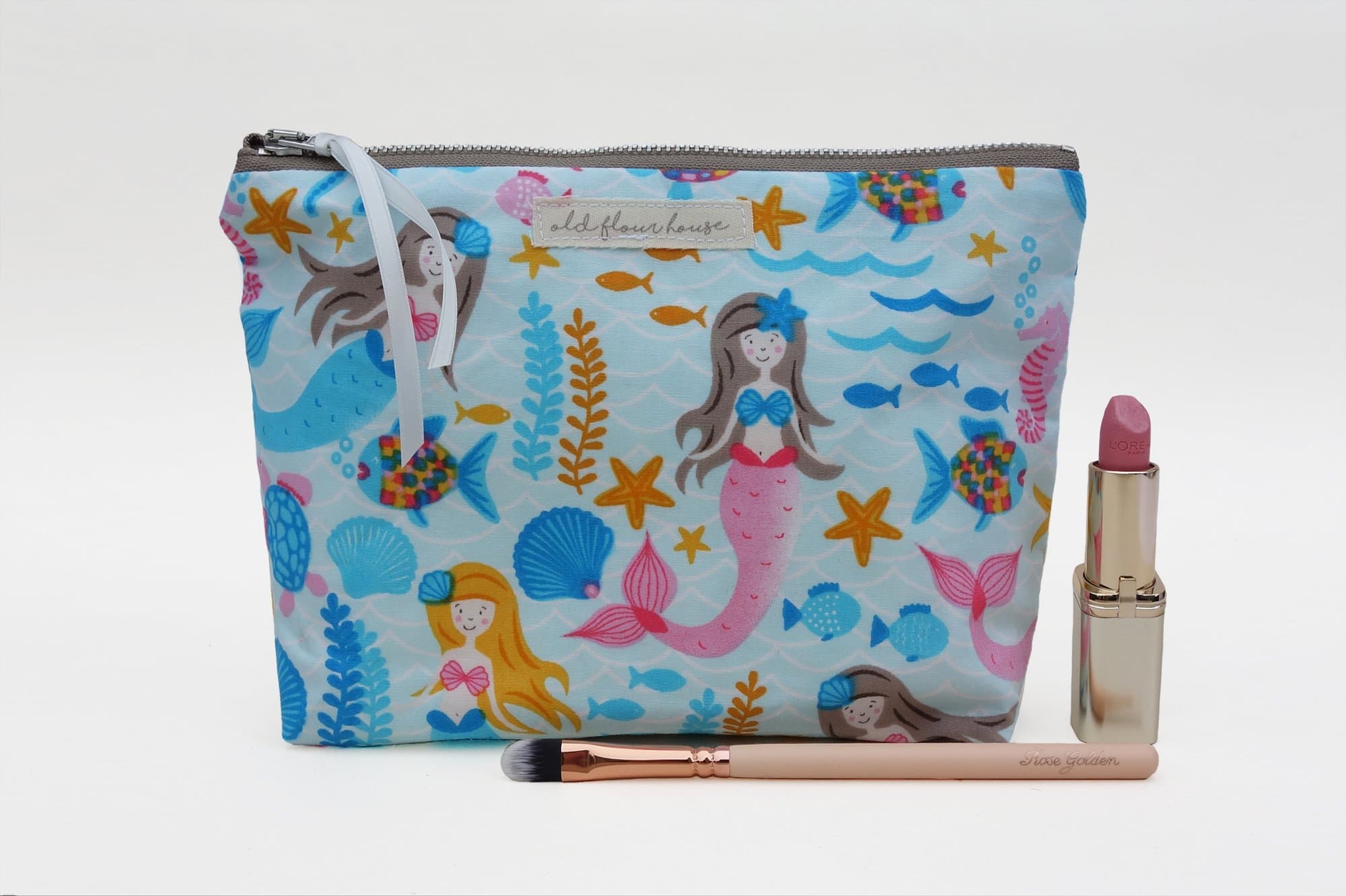 Mermaid Under The Sea Makeup Or Cosmetics Bag, Old Flour House