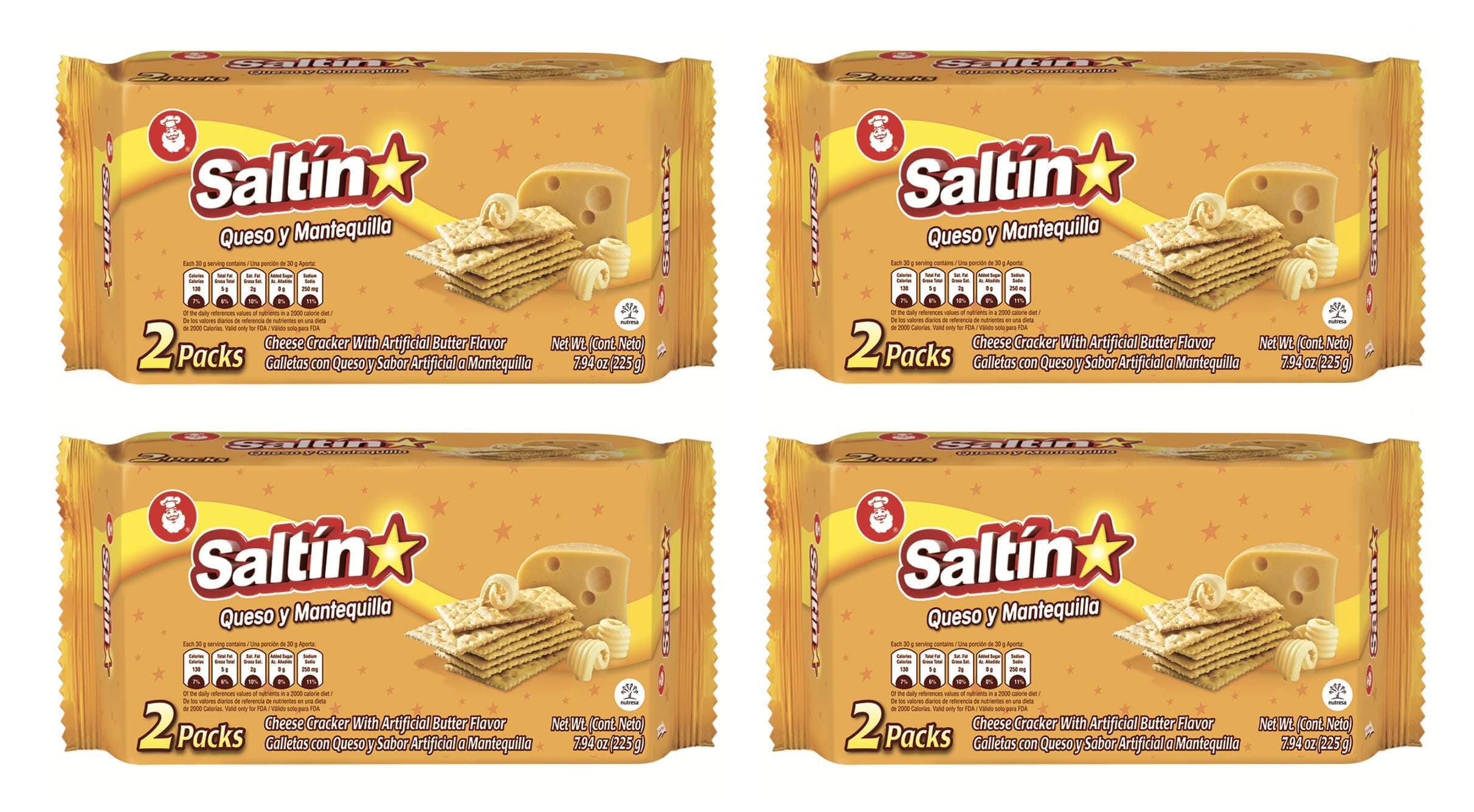 Saltin Noel Cheese and Butter Crackers | Perfect Blend of Cheese & Butter | 7.93 Oz (Pack of 4)