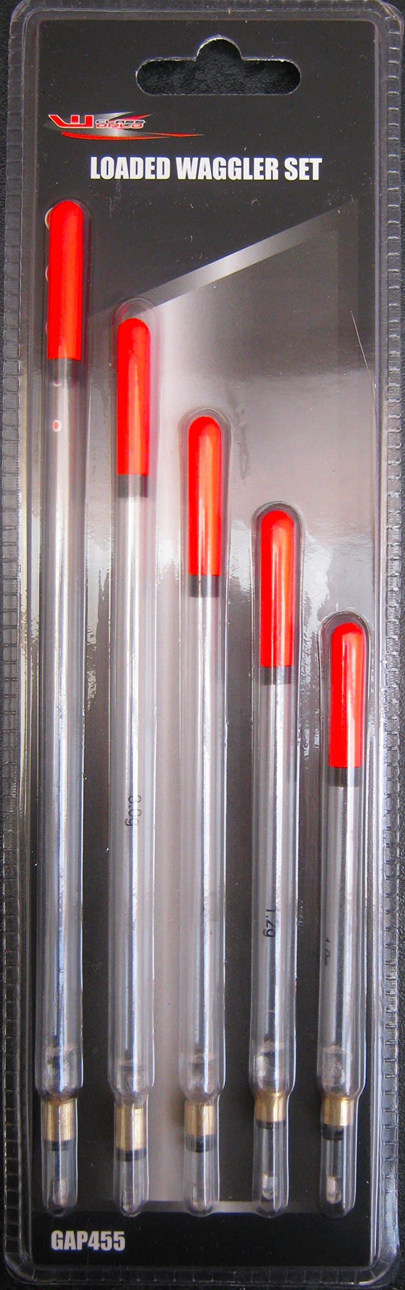 5 x Clear Loaded Crystal Straight Waggler Float Set (Blister Pack)