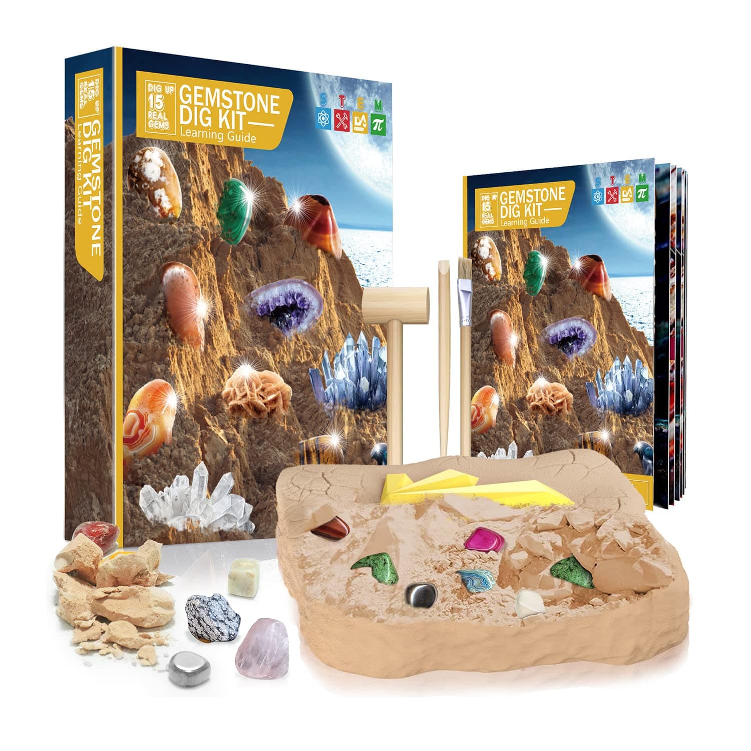 Mega Fossil Dig Kit - Excavate 15 Genuine Prehistoric Fossils, Educational Science Kit For Kids, Fossil Digging & Excavation Kit