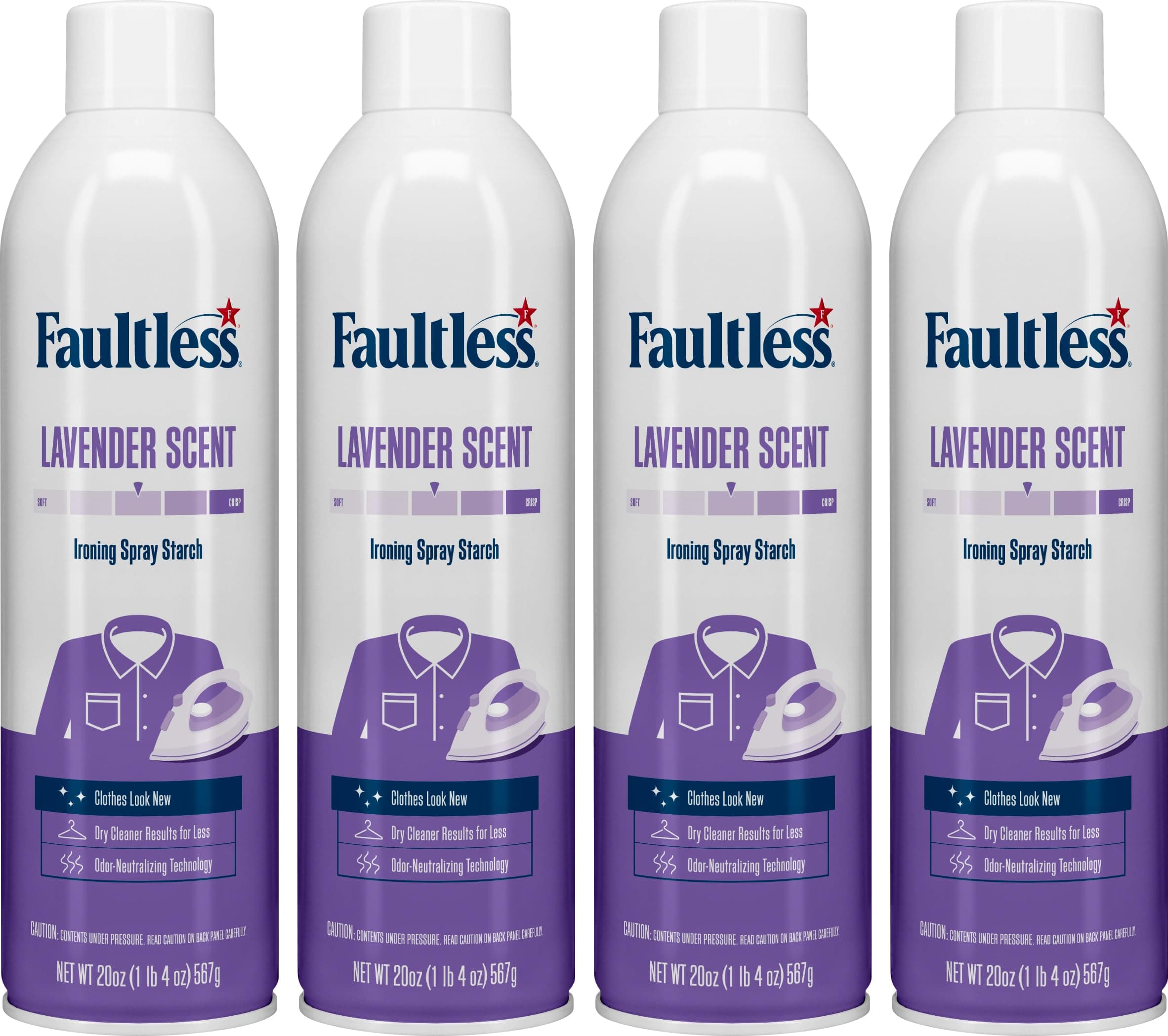 Faultless Heavy Lavender Spray Starch 20 oz Cans (Pack of 4)