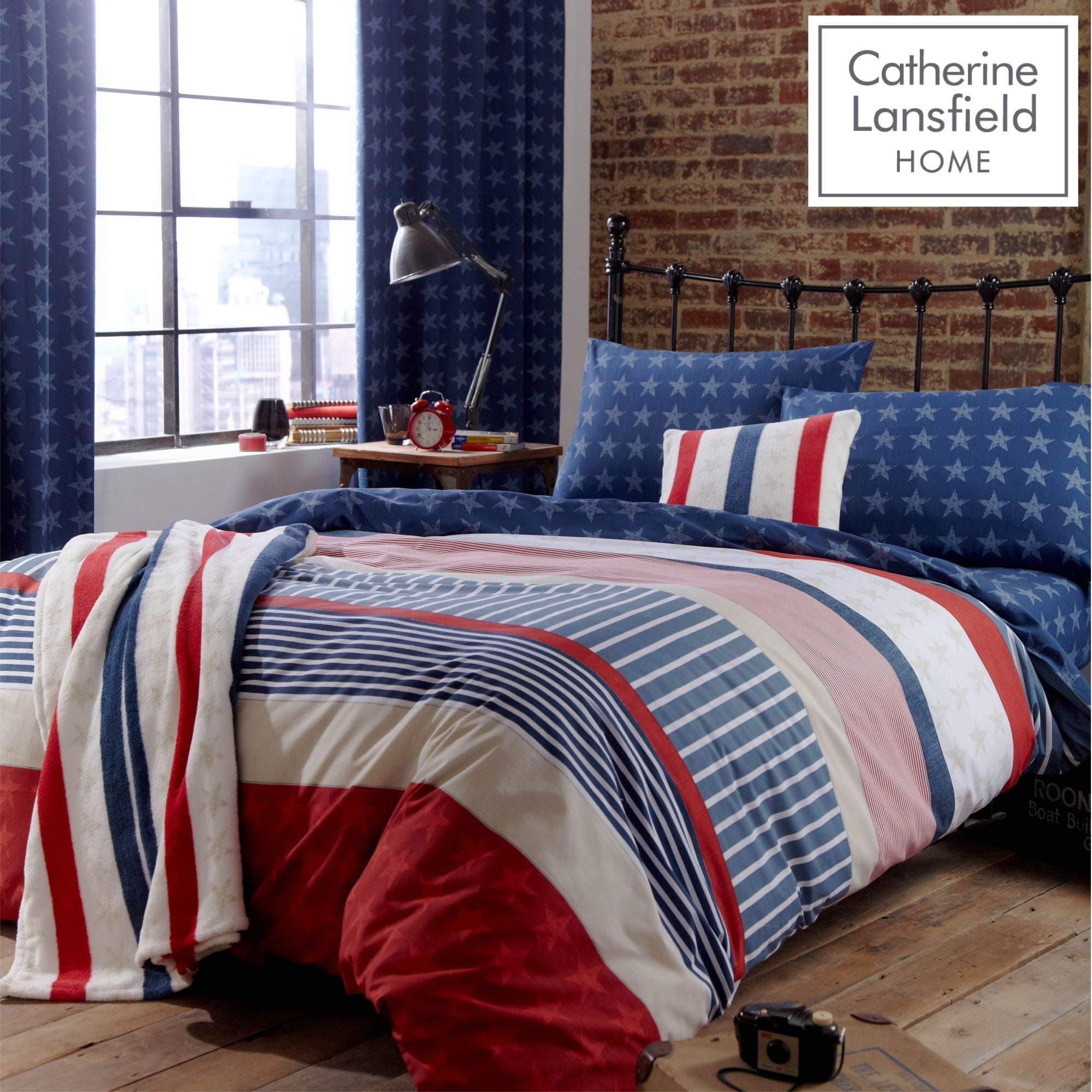 PCJ SUPPLIES Twin American Stars and Stripes RED White and Blue United States Cotton Duvet Set Quilt Cover