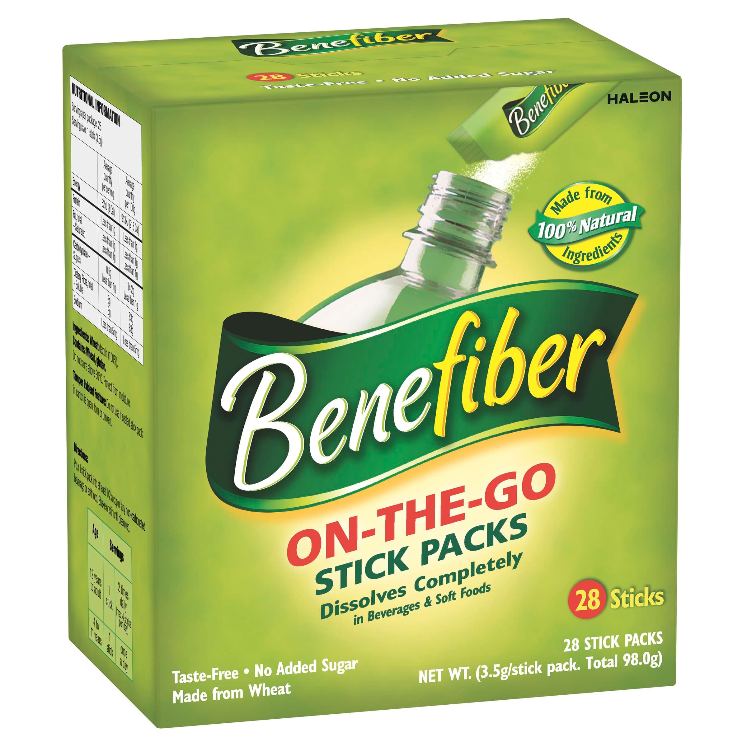 Benefiber Natural Fibre Supplement On-The-Go Stick 28 Pack