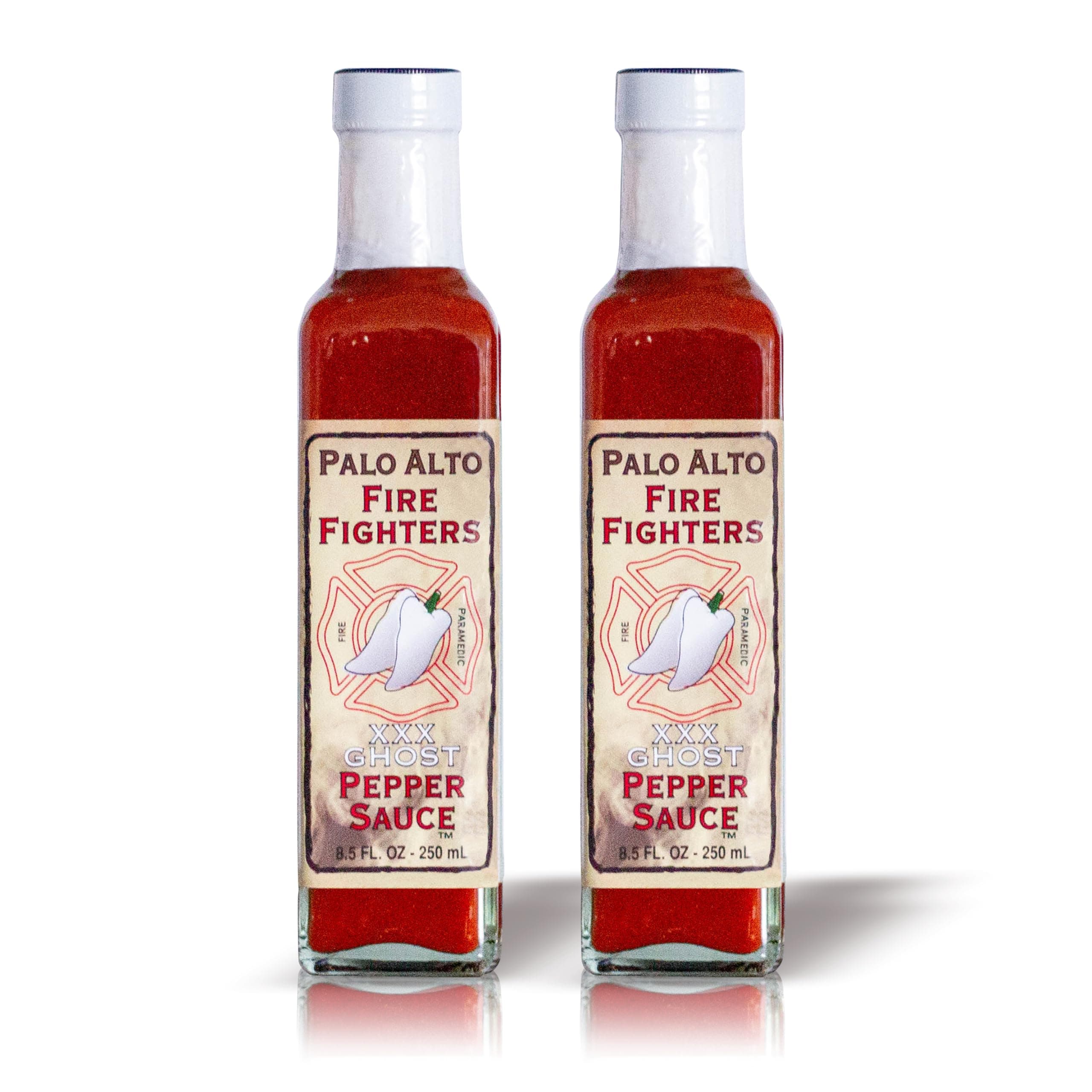 Palo Alto Firefighters XXX Ghost Pepper Sauce (8.5oz) - Pack of 2 - Salt Free Pepper Plant Hot Sauce, No Sodium Hot Pepper Sauce, No Salt Sauces