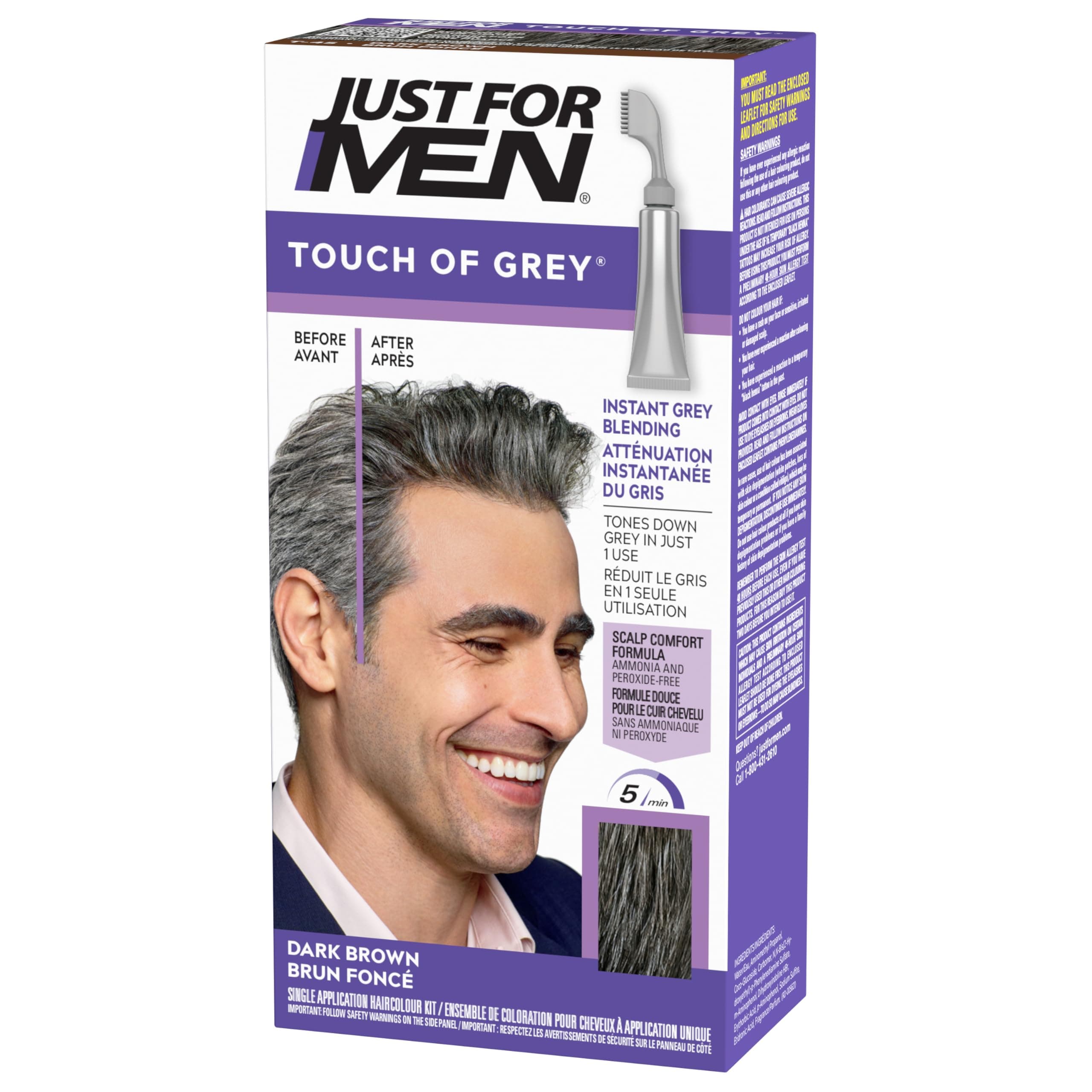 Touch of Grey Dark Brown Hair Dye For a Natural Salt & Pepper Look, T45