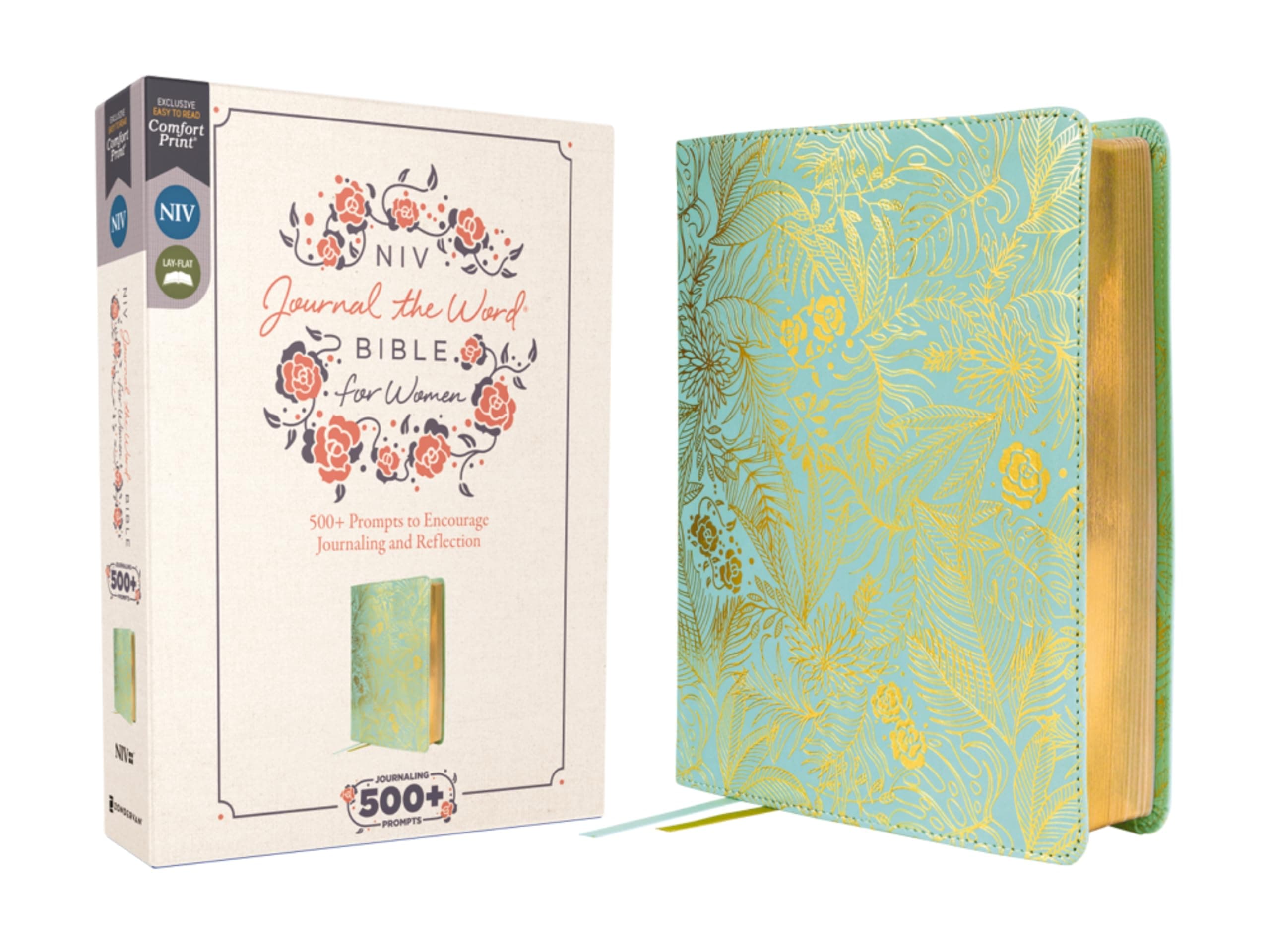 Niv, Journal the Word Bible for Women, Leathersoft, Teal, Red Letter, Comfort Print: 500+ Prompts to Encourage Journaling and Reflection
