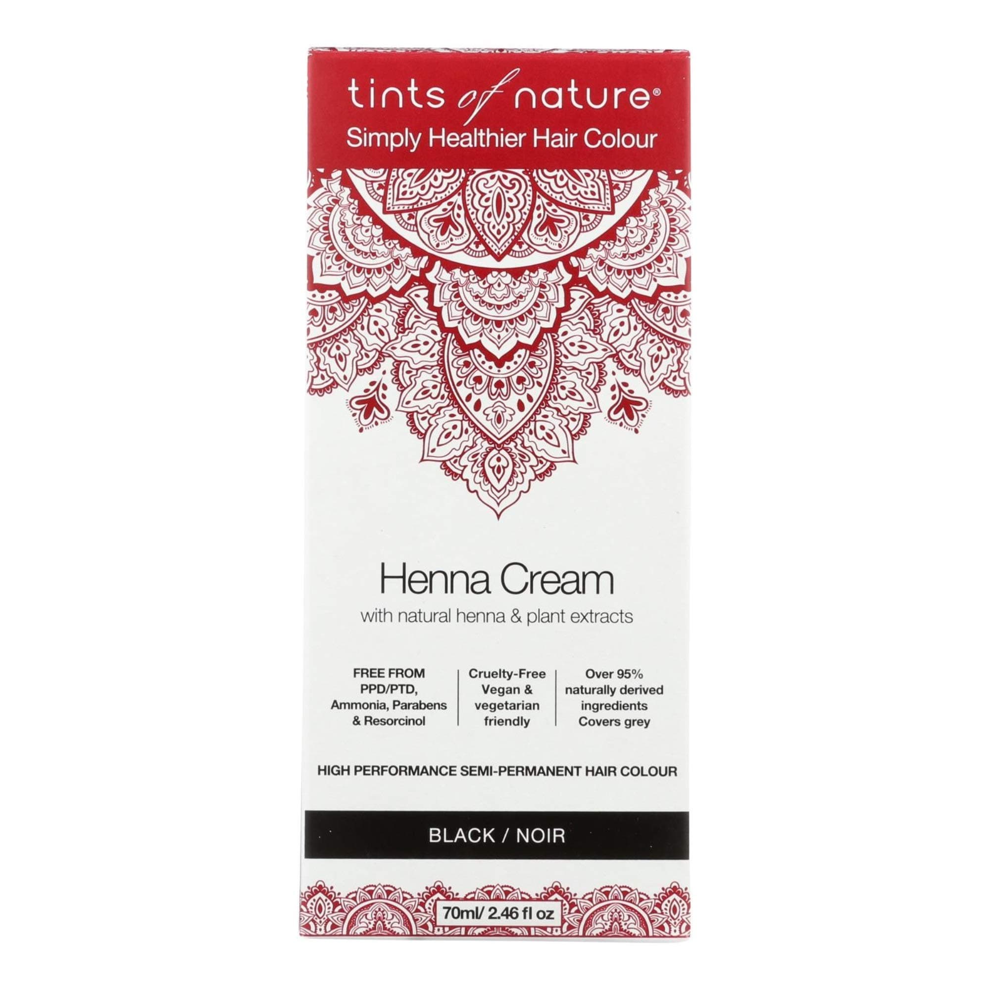 Tints of Nature Black Semi-Permanent Henna Cream Hair Colour, Ammonia-Free and 95% Natural, 2.37 fl oz