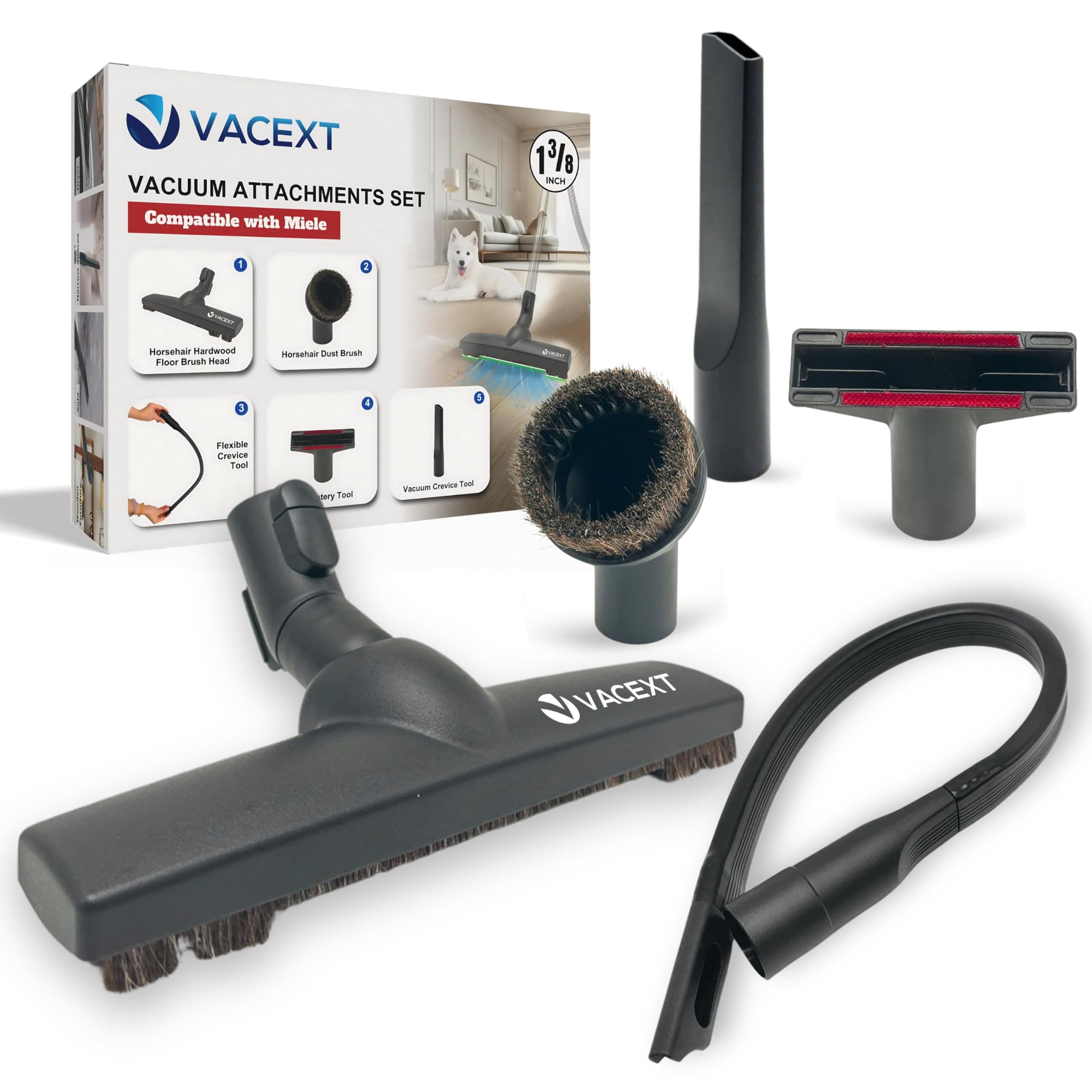 For Miele Vacuum Attachments Accessories 1-3/8'' Inner Diameter Compatible with Miele C1 C2 C3 Vacuum Cleaners -Household Cleaning Attachment Kit (Household Cleaning Attachment Kit)