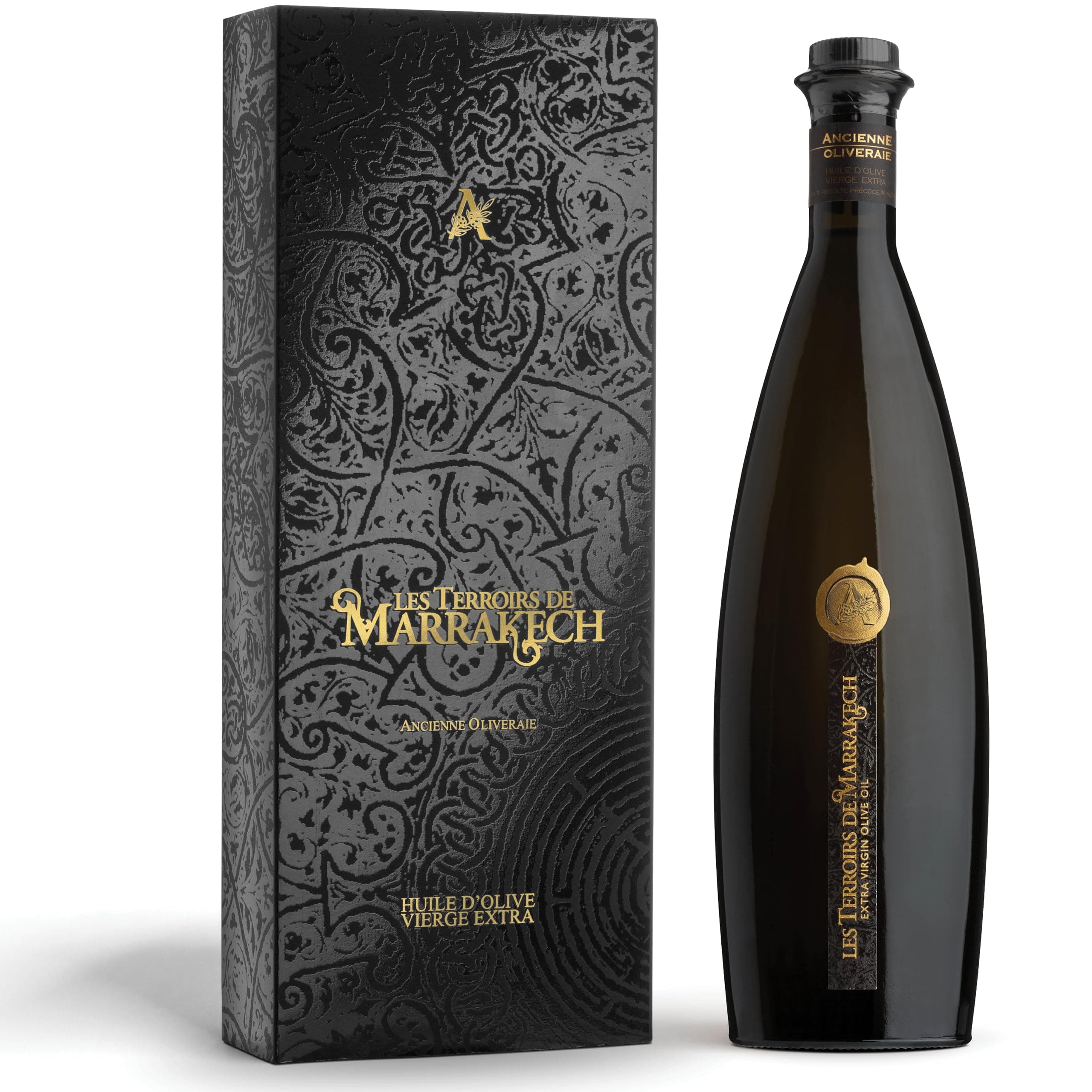 Gift Box of Les Terroirs De Marrakech Extra Virgin Olive Oil, Polyphenol Rich Olive Oil, Moroccan Cold Pressed EVOO Oil, Keto Organic Olive Oil, USDA Certified, Carbon Neutral, 17 fl oz. Bottle