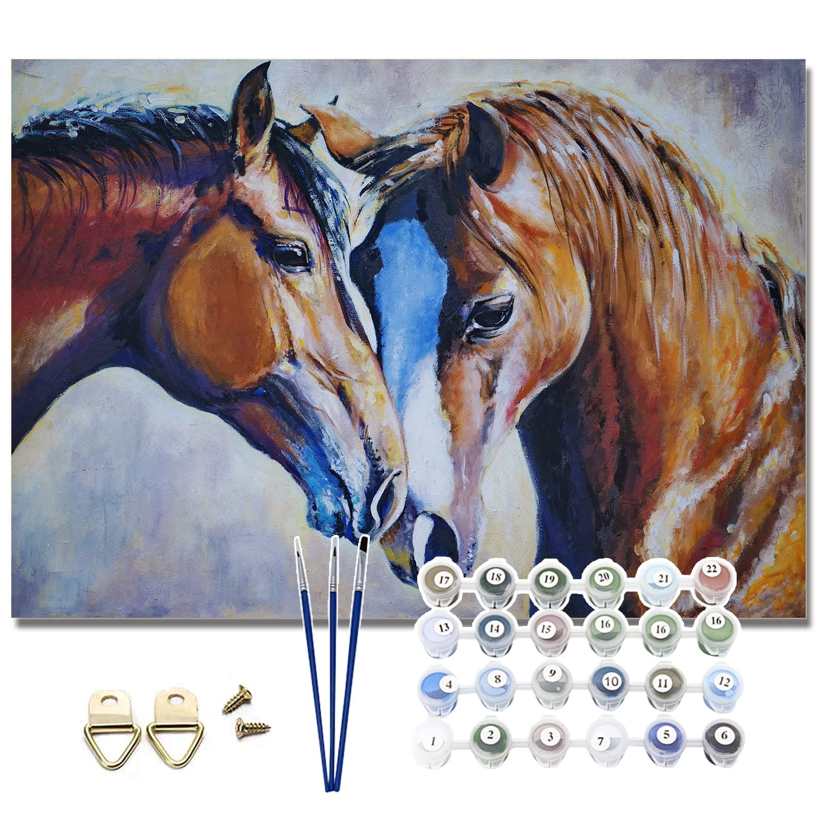 Pretty Jolly DIY Horse Paint by Numbers for Adults Beginner Oil Paint by Number Kit for Kids on Canvas with Brushes and Acrylic for Home Wall Decoration 16x20 Inch