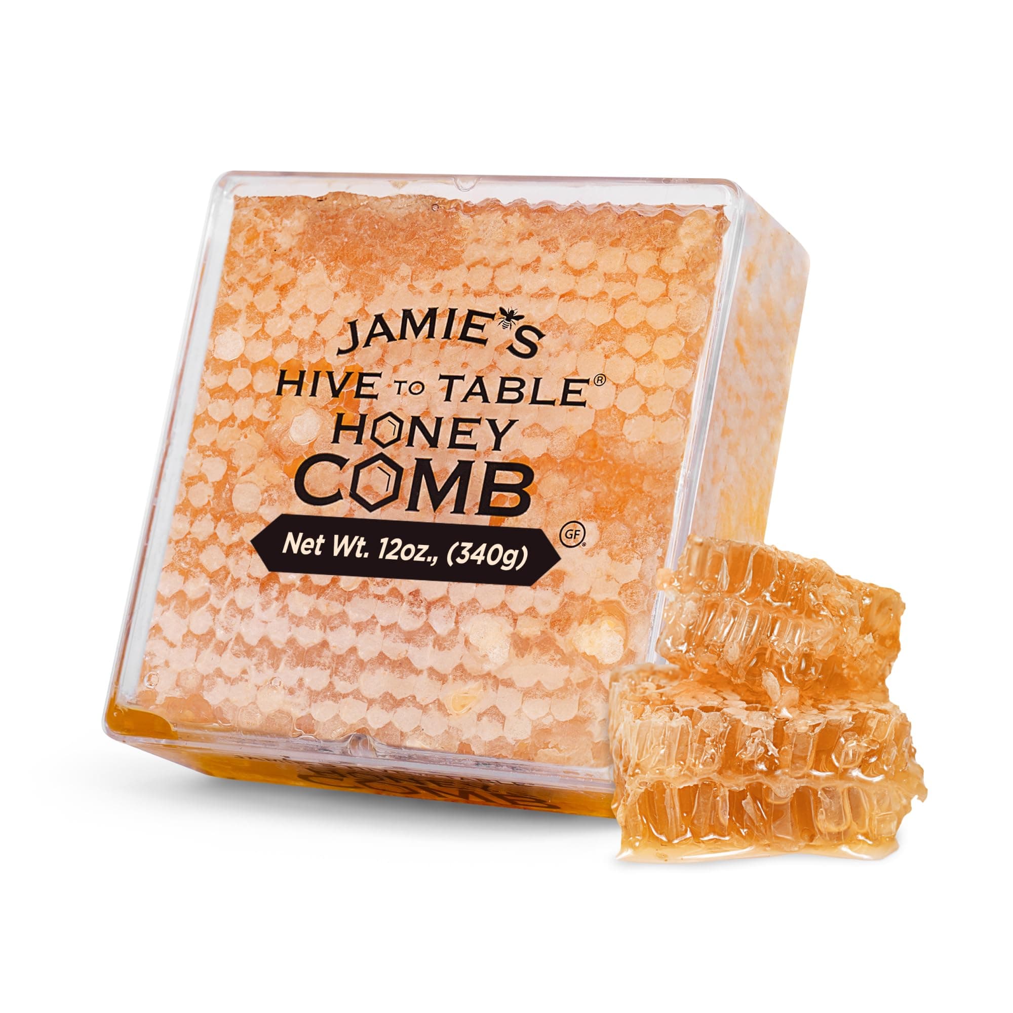Jamie's Hive To Table 100% Raw Honeycomb, 12 Oz – All-Natural Pure Georgia Honeycomb, No Additives or Preservatives, Non-GMO