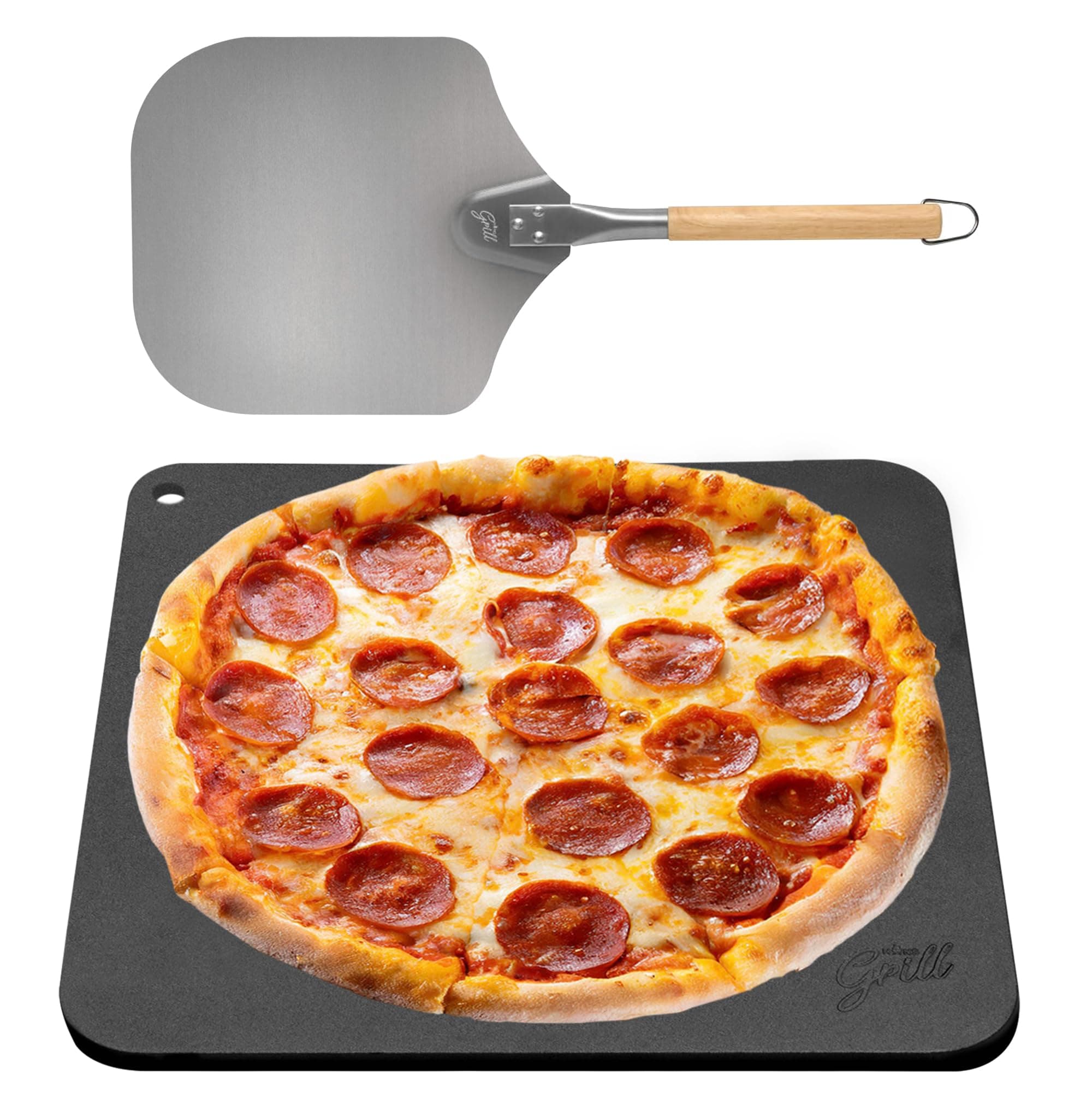 Pizza Steel PRO by Hans Grill | XL 1/4" Thick Square Conductive Metal Baking Steel for Oven and BBQ Cooking Pizzas | Bake and Grill Bread and Calzone with our Cast Iron Pizza Stone