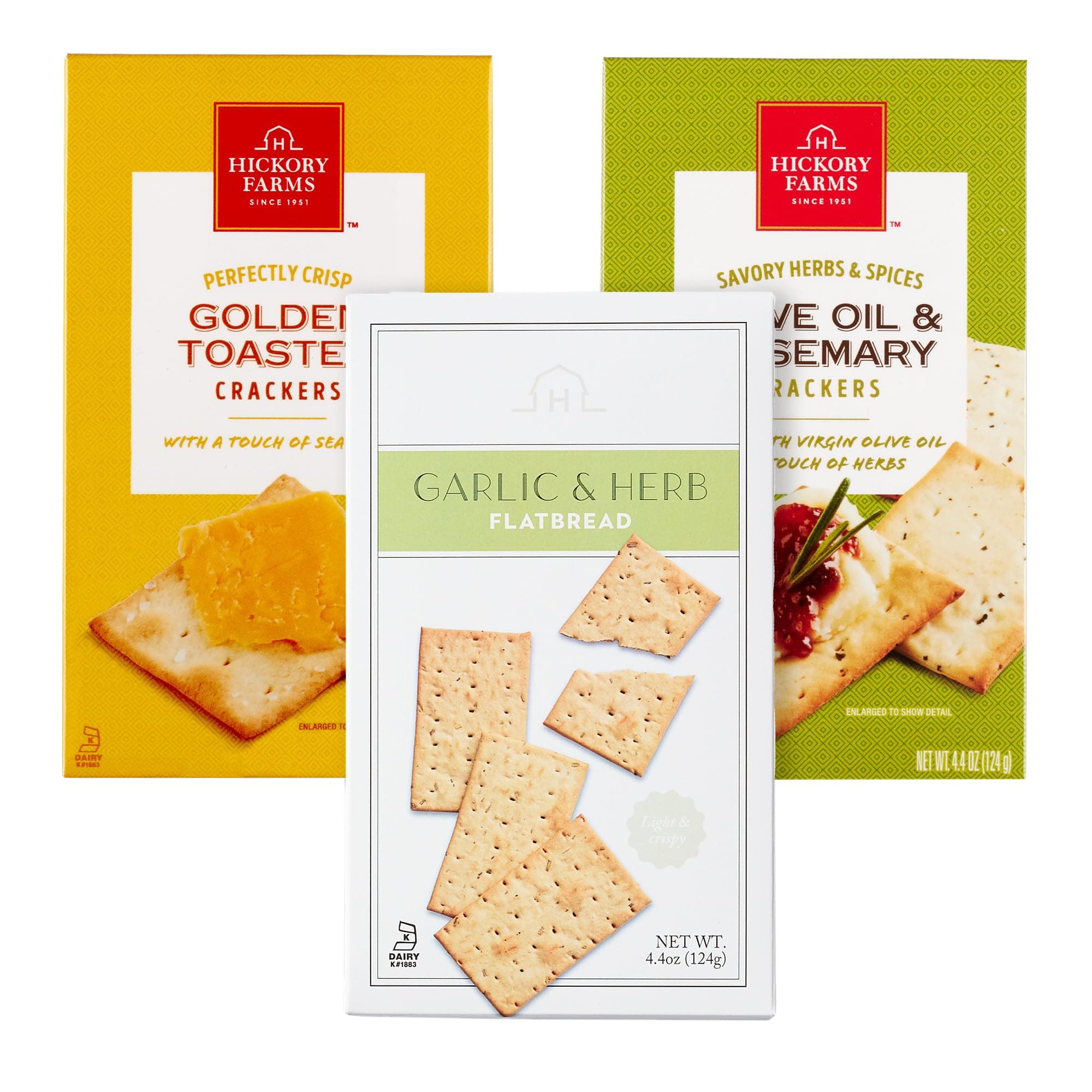 Hickory Farms Gourmet Cracker Variety - 3 Pack | Charcuterie Board | Artisan | Golden Toasted, Olive Oil and Rosemary