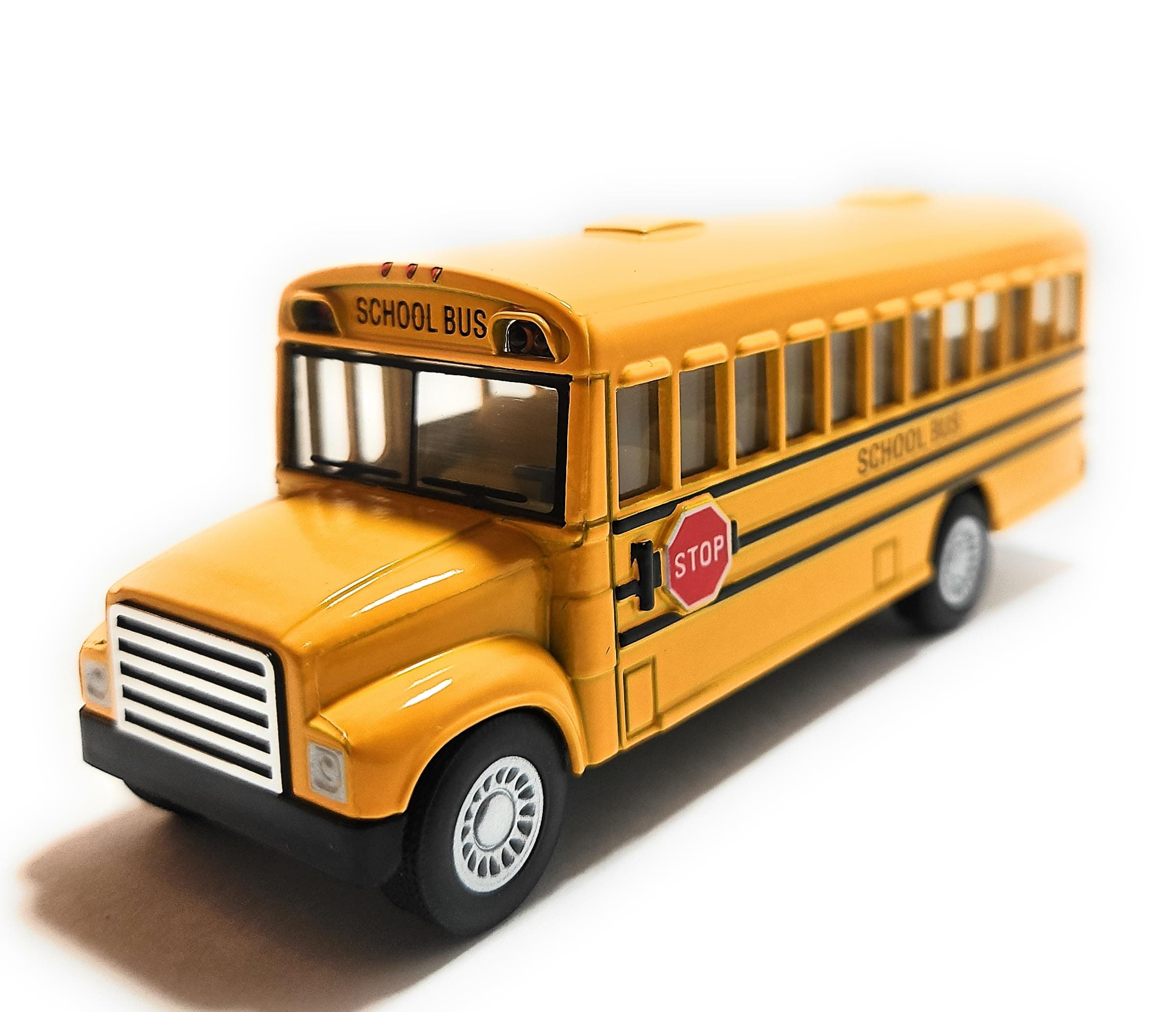KINSMART New 5 KINSFUN DISPLAY - YELLOW SCHOOL BUS Diecast Model Car By